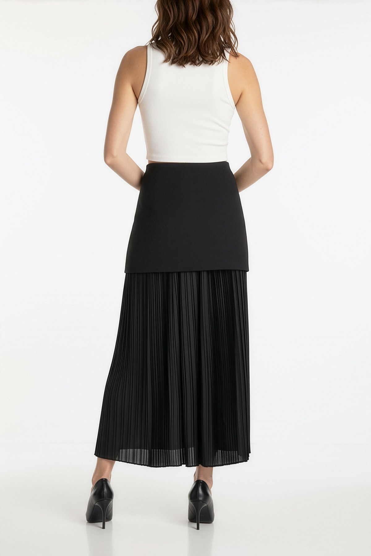 Şifon Astarlı Triko Etek