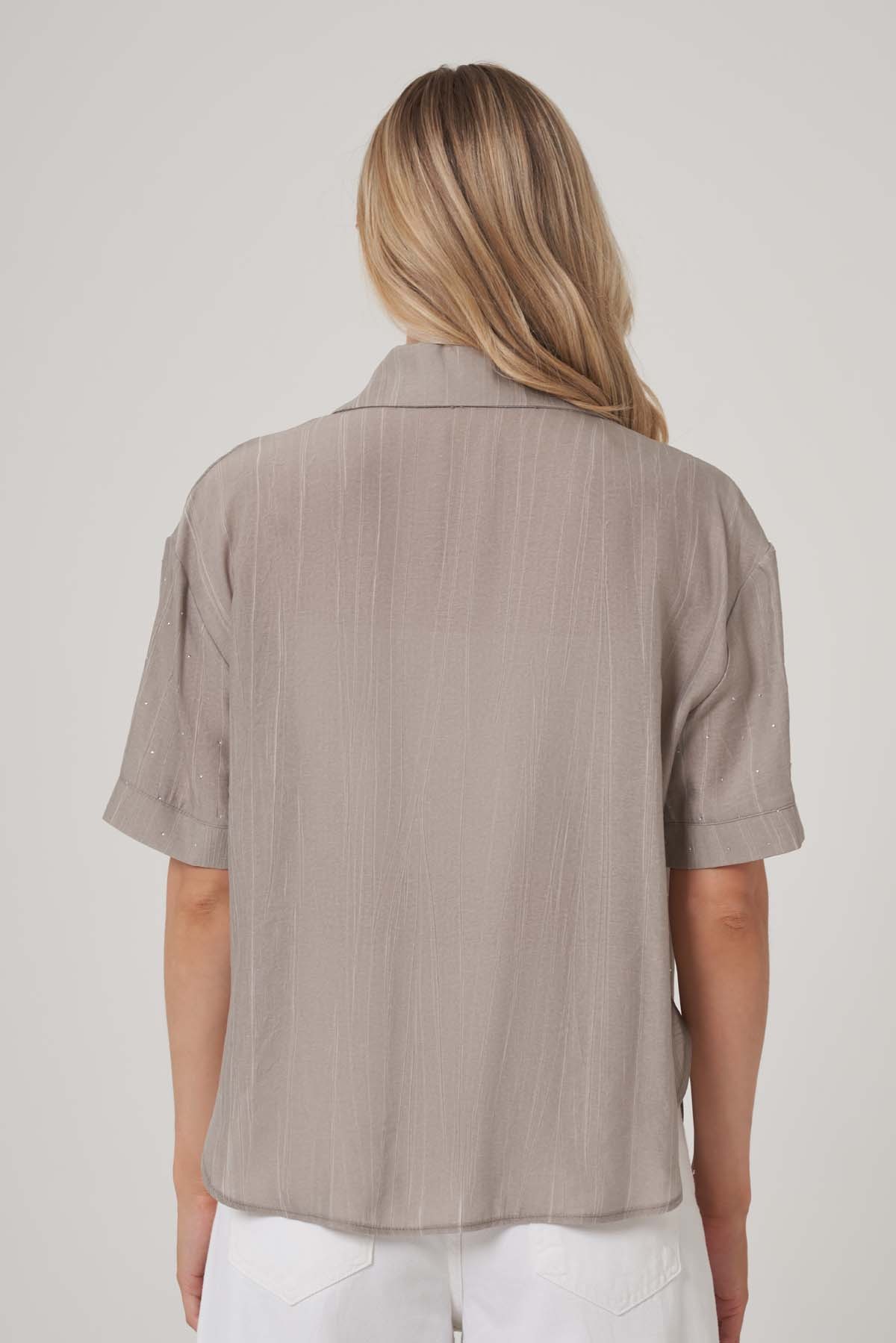 Taş Detaylı Oversize Gömlek