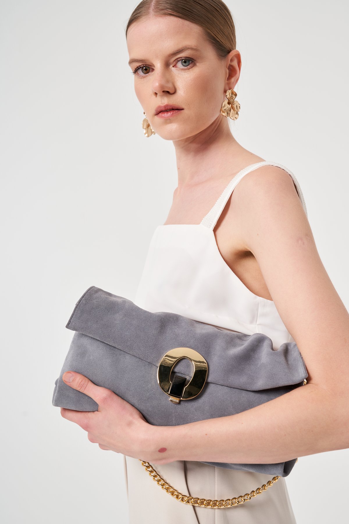 Zincir Askılı Deri Clutch