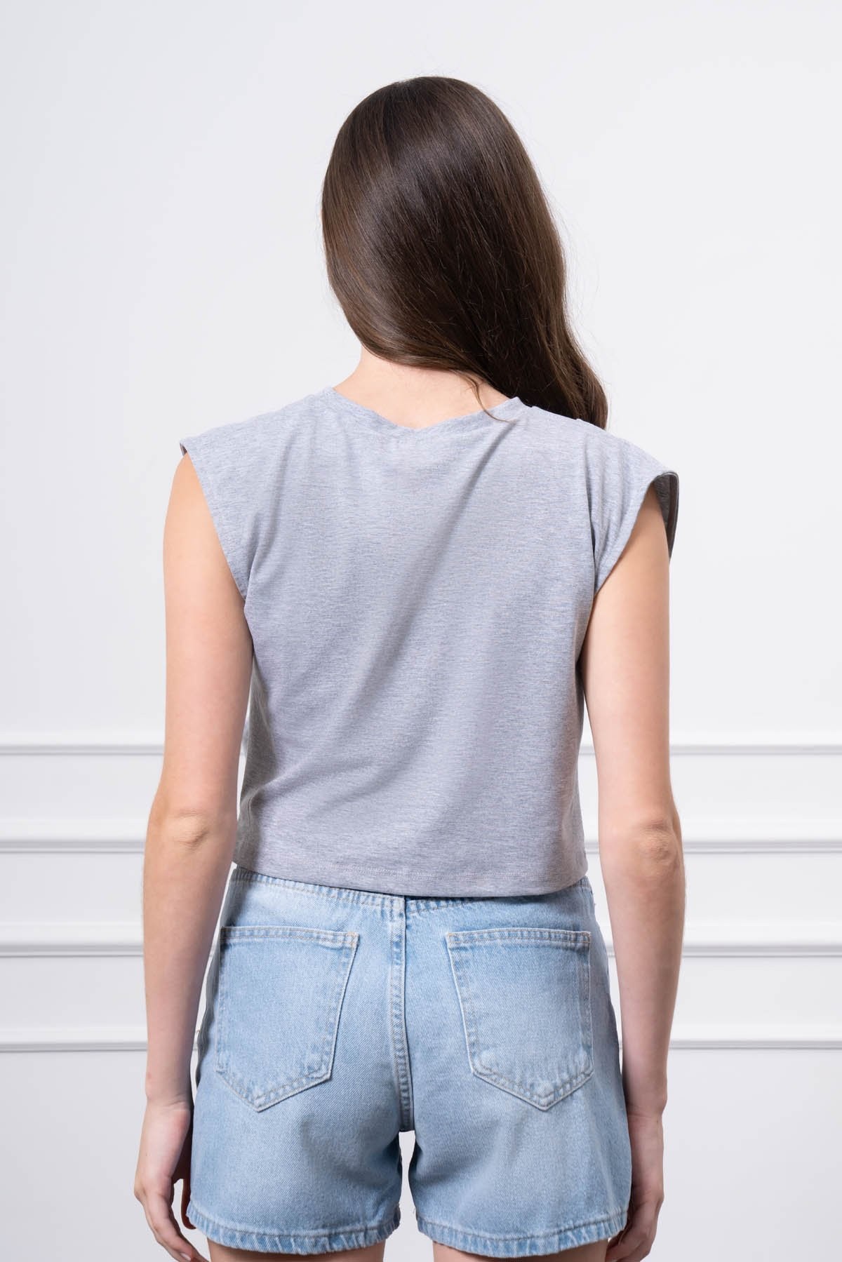 Sıfır Yaka Crop T-Shirt