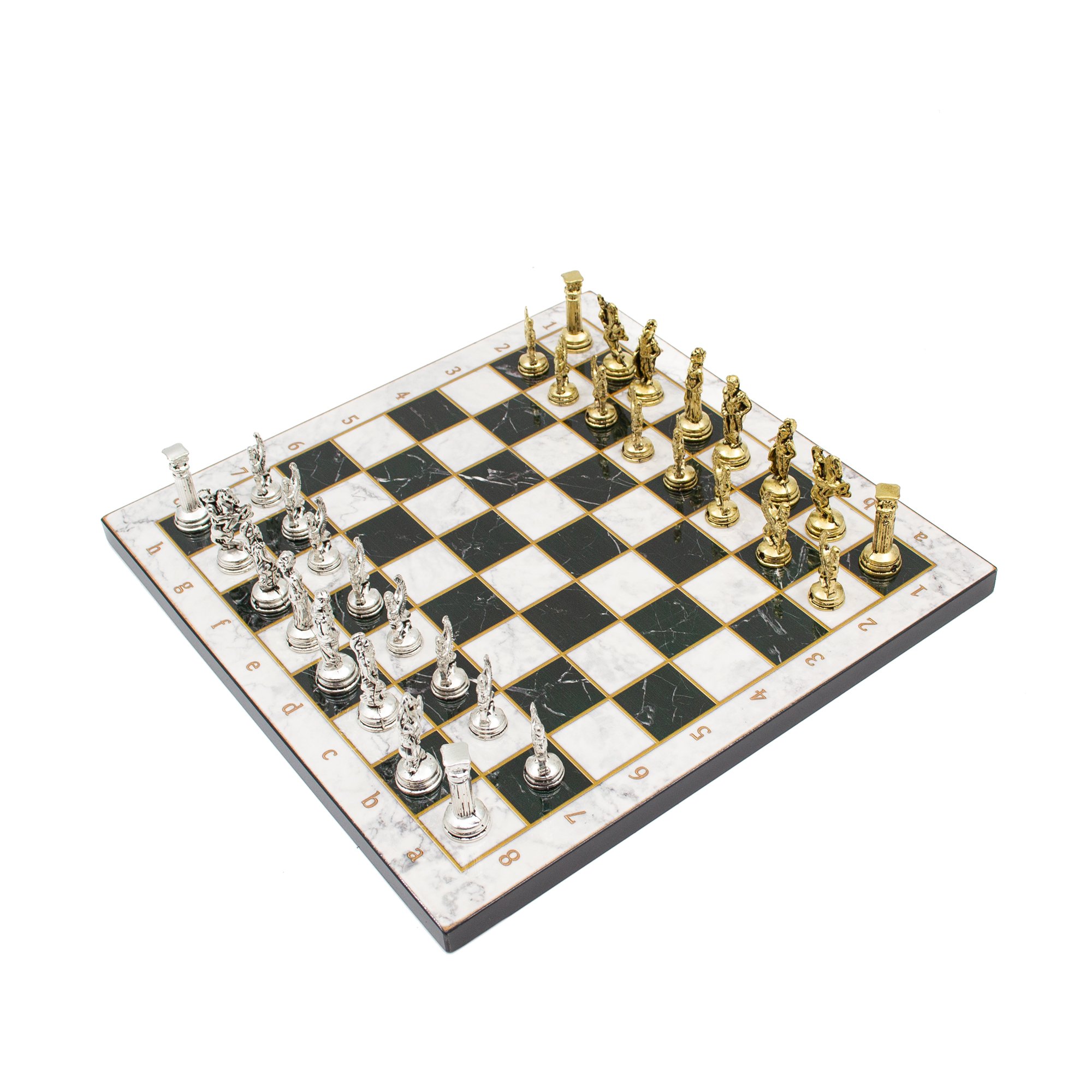 Marble Patterned Chess Board with Roman Chess Pieces, Customizable Chess Set, Handmade Unique Chess Board