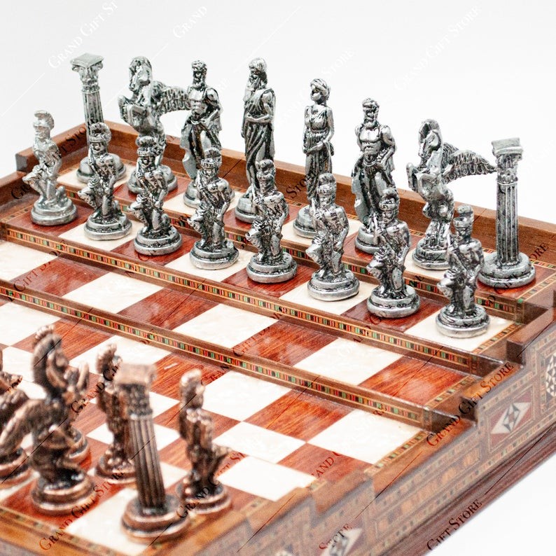 Handmade Wooden Chess Set with Metal Chess Pieces: Unique Craftsmanship for Classic Gameplay