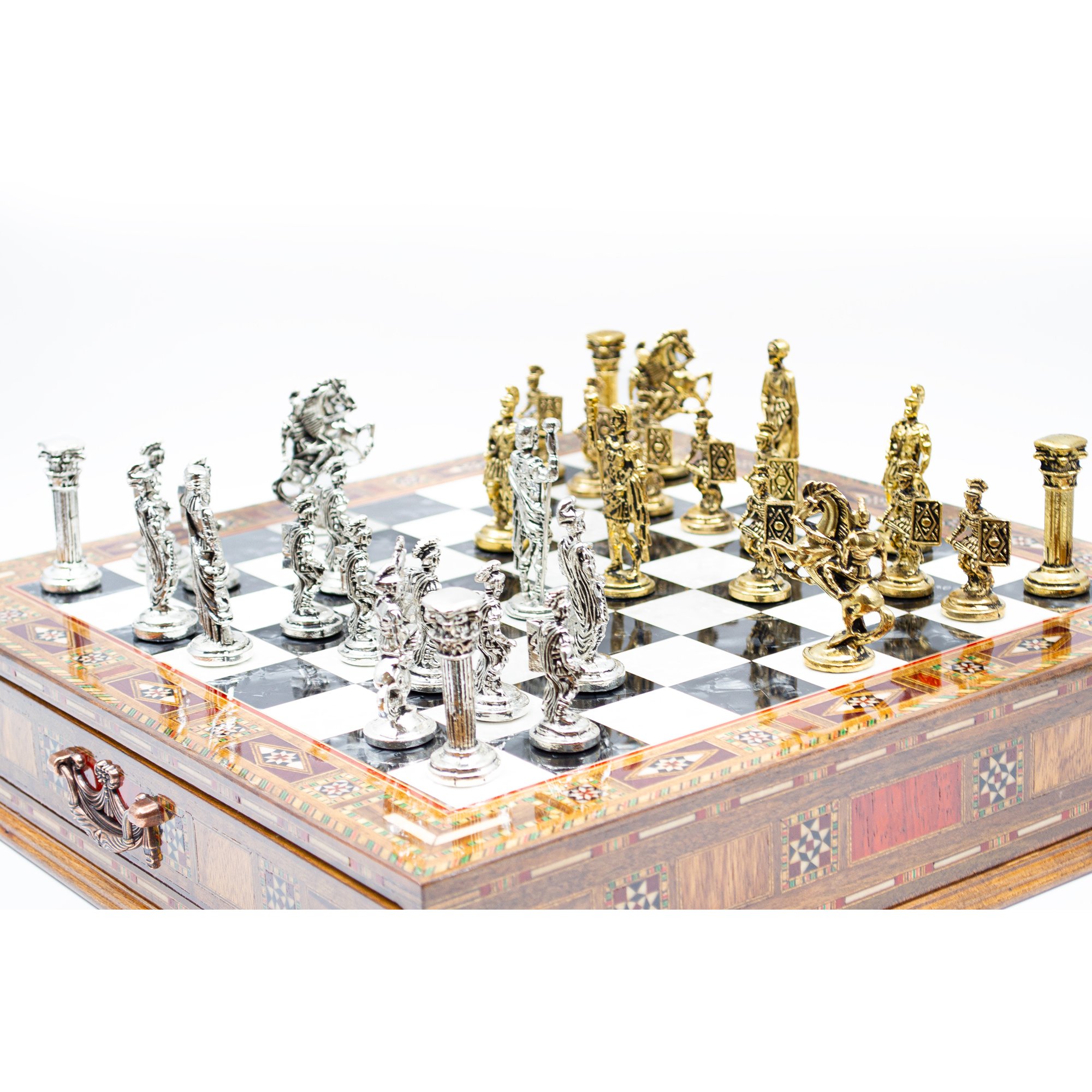  Luxury Chess Set with Storage,  Handmade Decorative Chess Set, Personalized Premium Chess Board, Unique Medieval Chess Set - Black