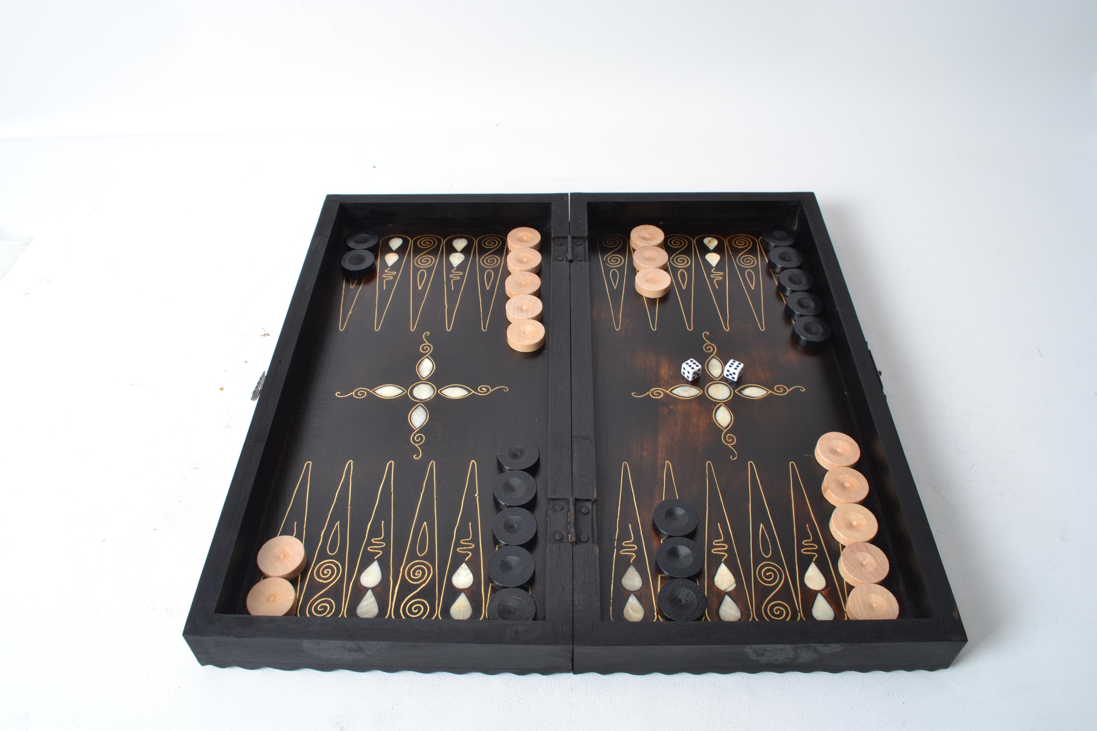 Custom Handcrafted Wooden Backgammon Set Personalized Details and Handcrafted Board