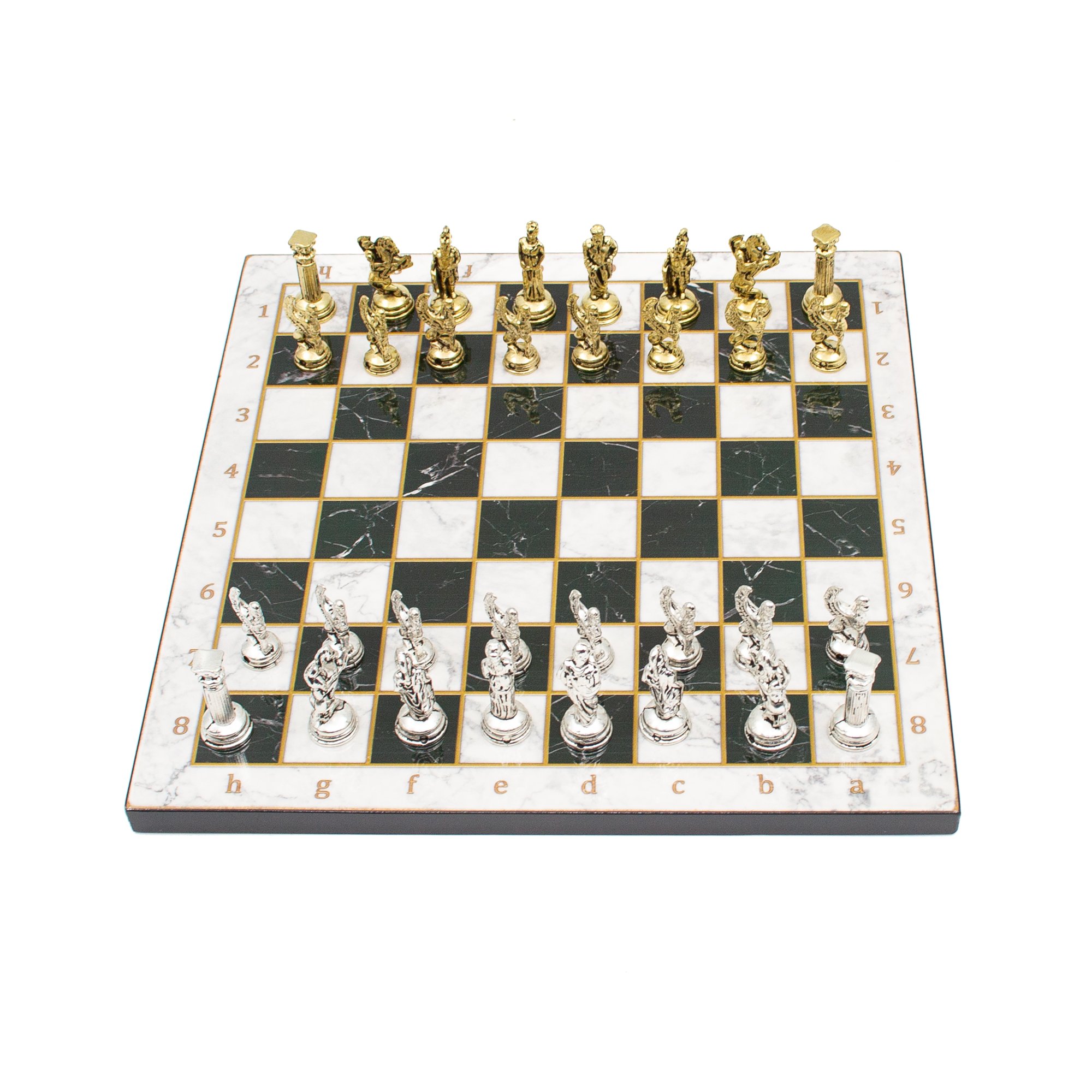 Marble Patterned Chess Board with Roman Chess Pieces, Customizable Chess Set, Handmade Unique Chess Board