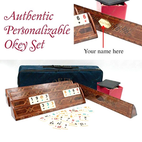 Handmade Straight Mosaic Rummy Cube Set, Personalized Board Game Set, Wooden Customizable Rummy Set, Unique Game Set Gift for Adults - personalize racks