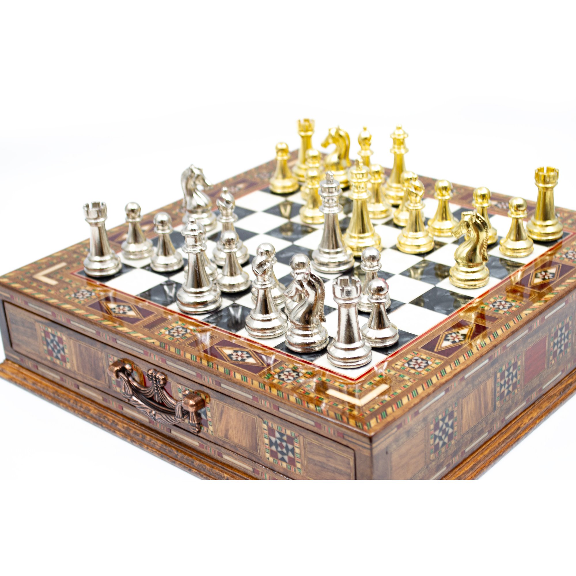 Unique Gift for Fathers Day - Wooden Chess Set with Board - Custom Chess Set with Storage