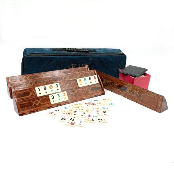 Handmade Straight Mosaic Rummy Cube Set, Personalized Board Game Set, Wooden Customizable Rummy Set, Unique Game Set Gift for Adults - personalize racks