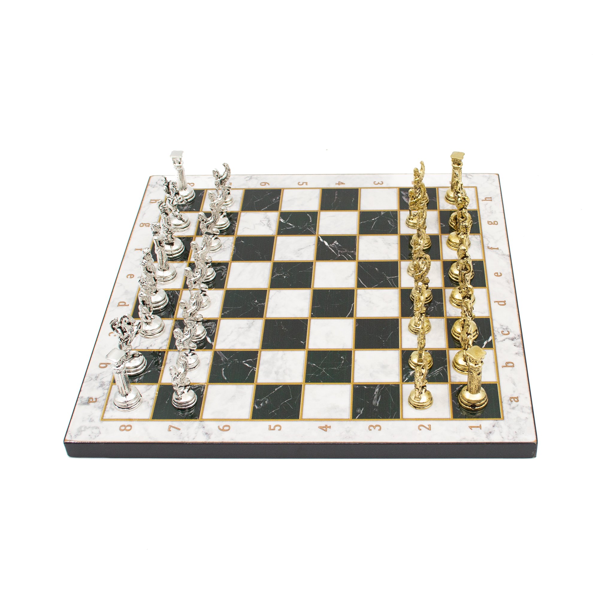 Marble Patterned Chess Board with Roman Chess Pieces, Customizable Chess Set, Handmade Unique Chess Board