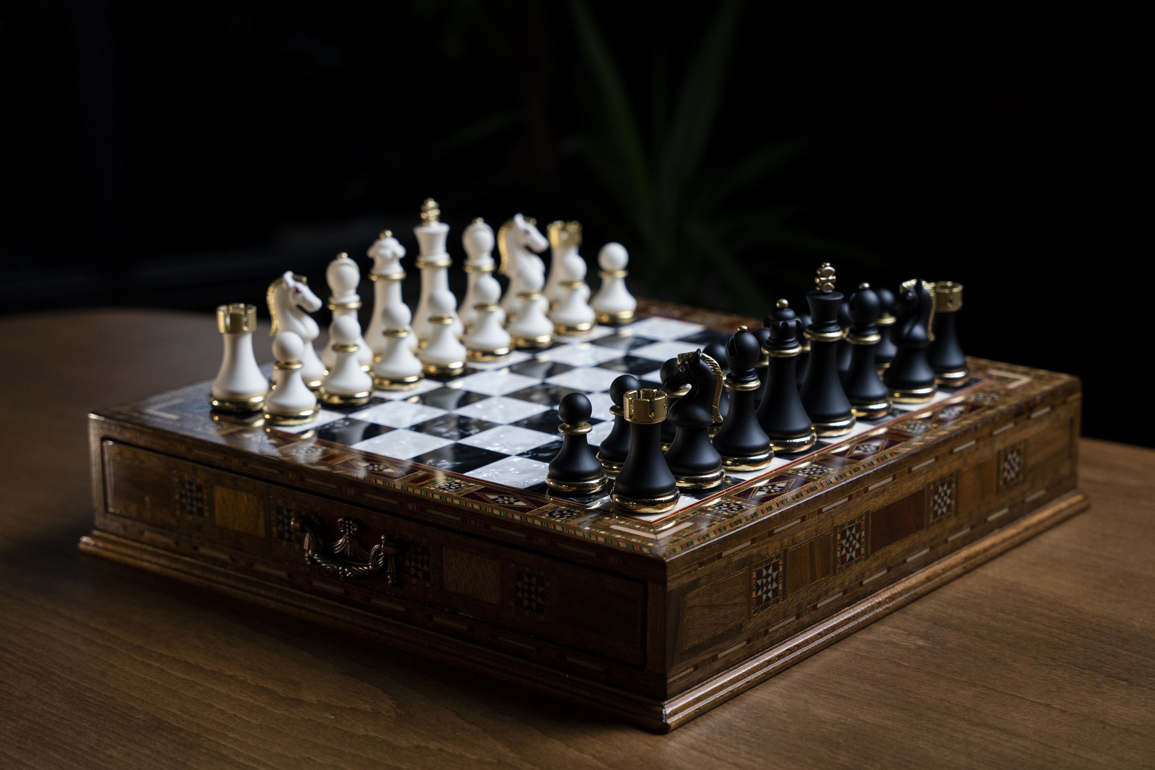  Luxury Chess Set with Storage,  Handmade Decorative Chess Set, Personalized Premium Chess Board, Unique Medieval Chess Set