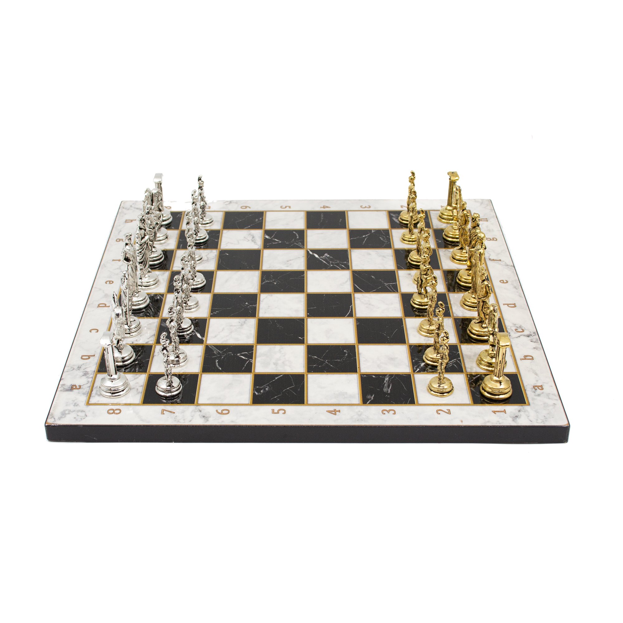 Marble Patterned Chess Board with Roman Chess Pieces, Customizable Chess Set, Handmade Unique Chess Board