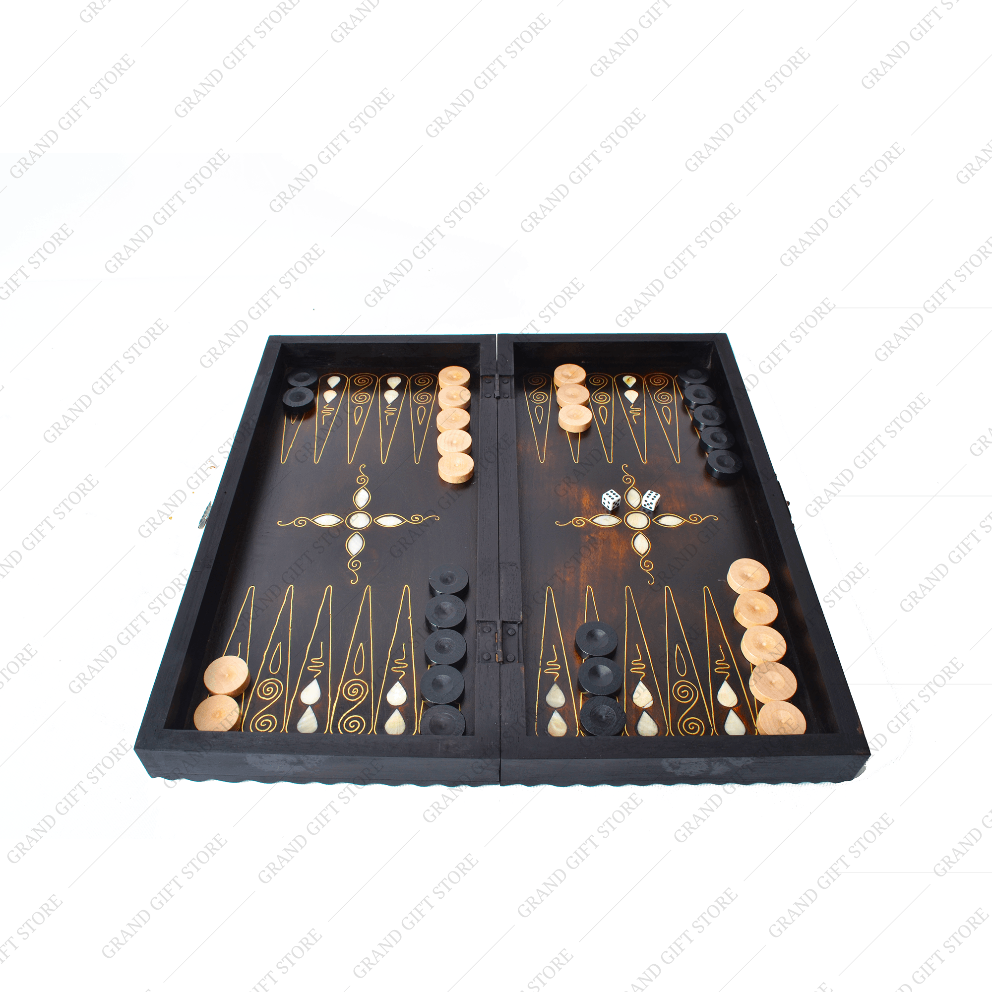 Custom Handcrafted Wooden Backgammon Set Personalized Details and Handcrafted Board