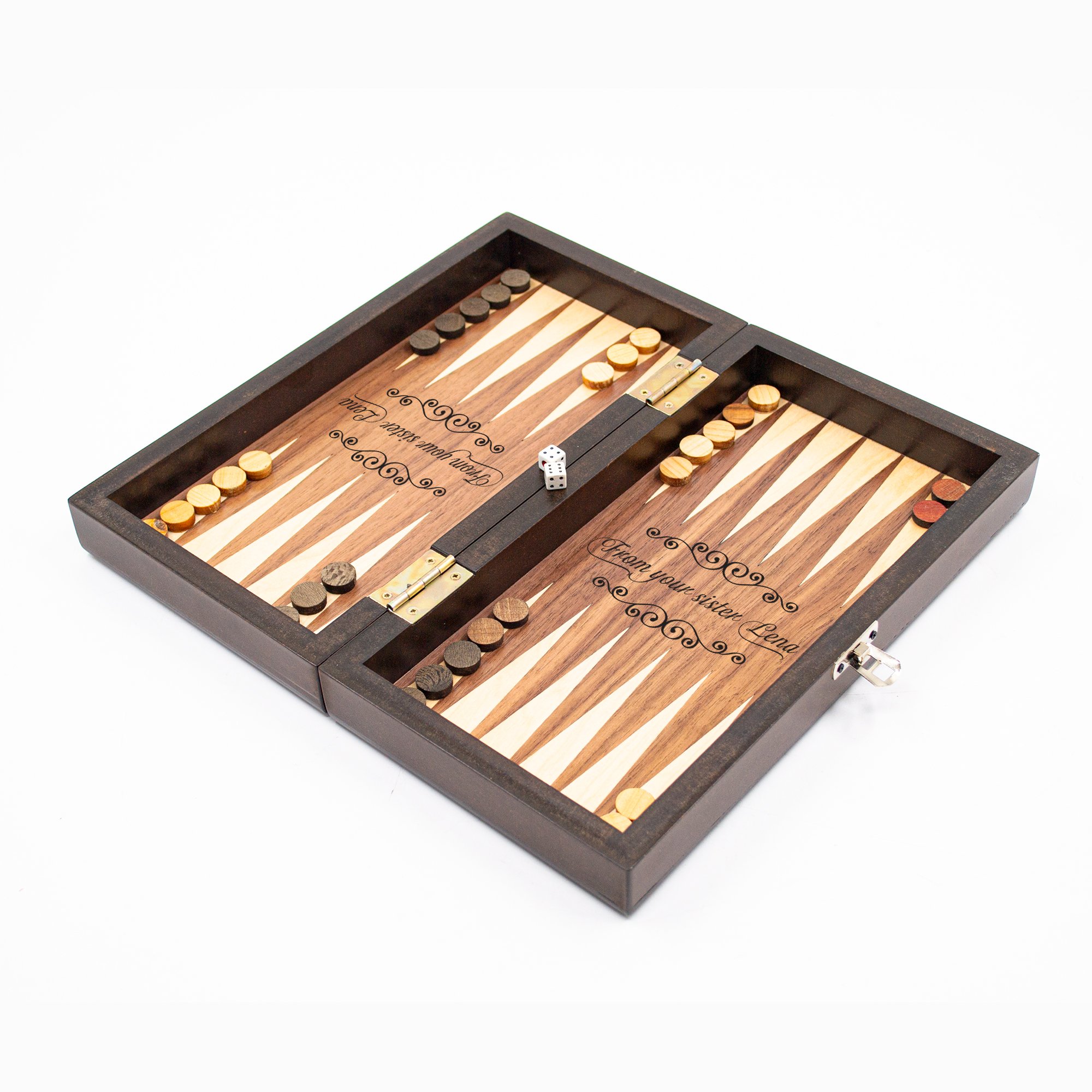 Personalized Walnut Backgammon Set Handcrafted Board with Customization Options