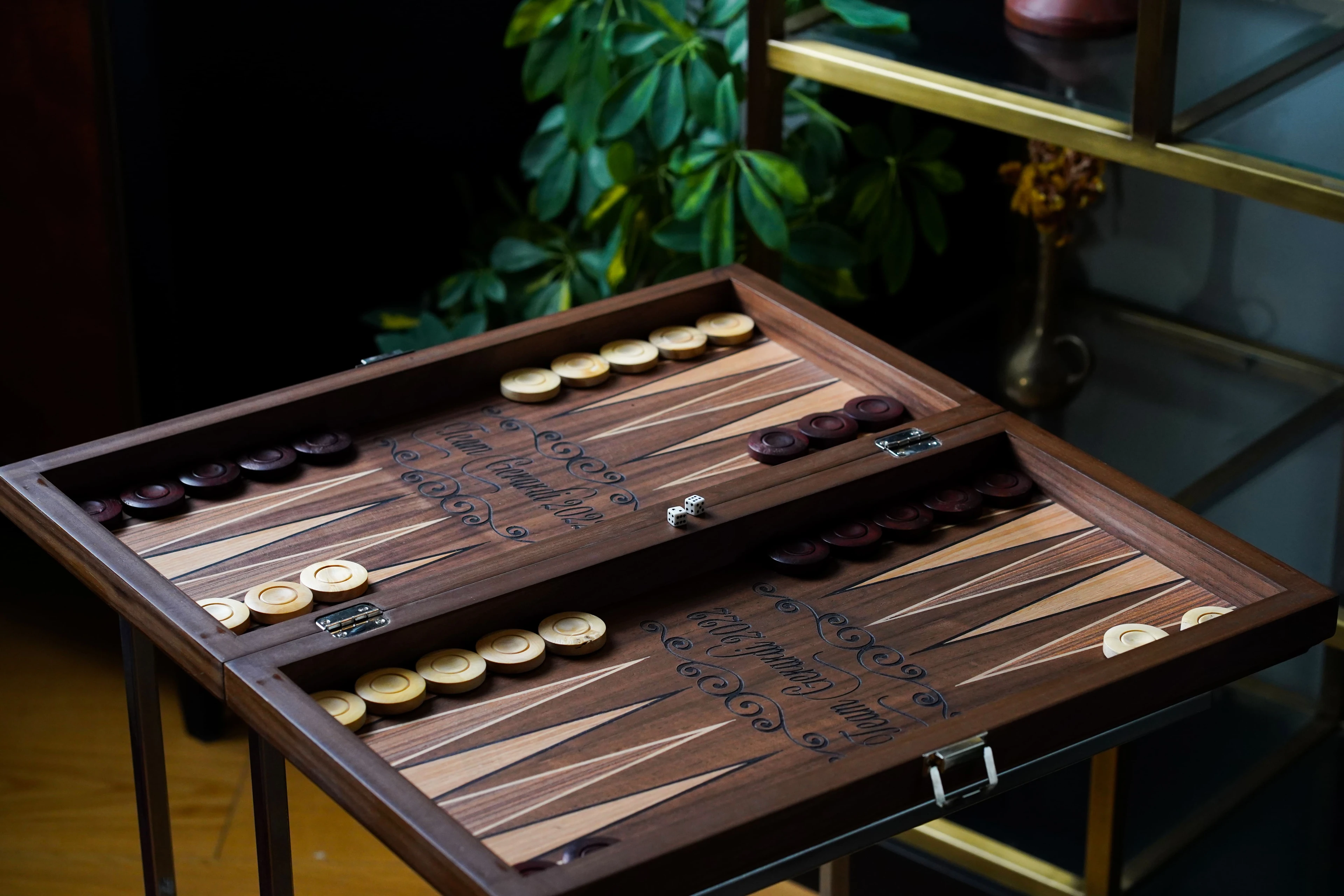 Handcrafted Walnut Backgammon Set with Customization Options: Personalize Your Game Experience