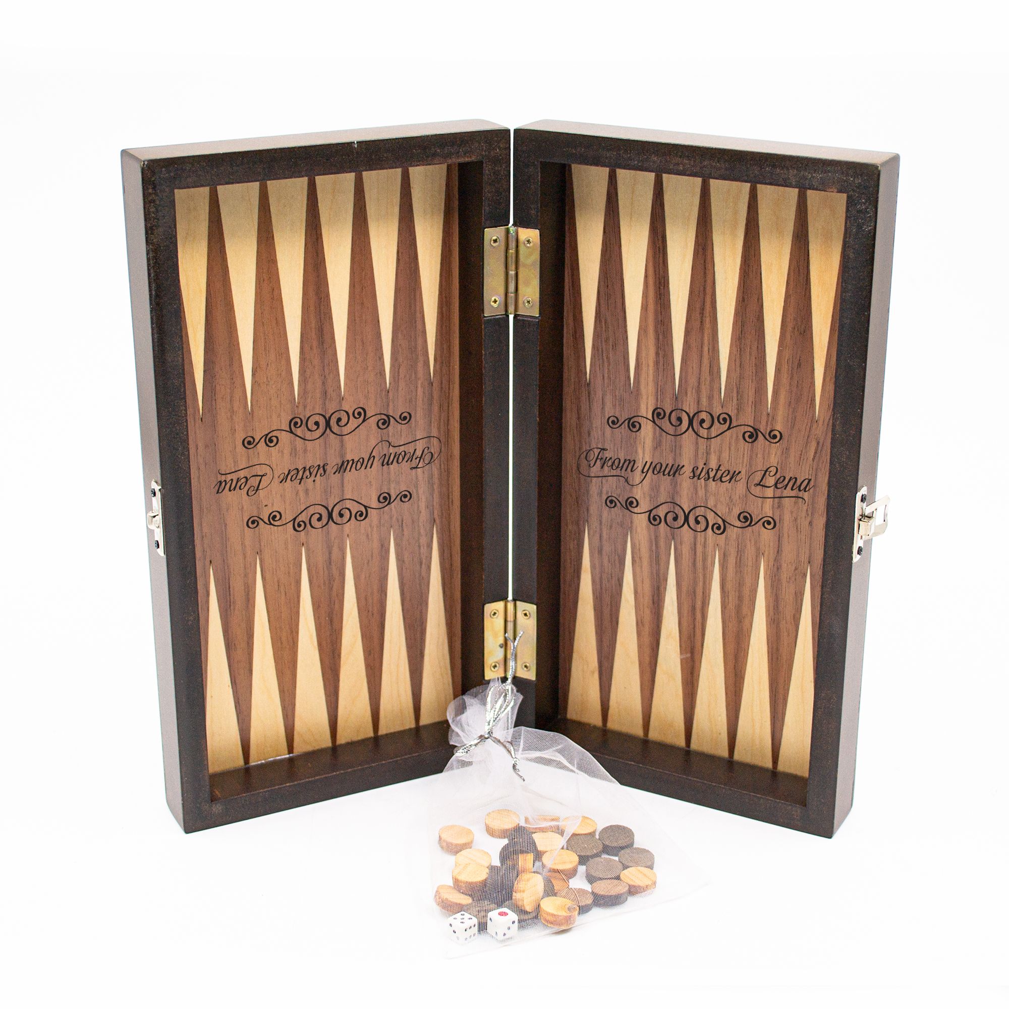 Personalized Walnut Backgammon Set Handcrafted Board with Customization Options