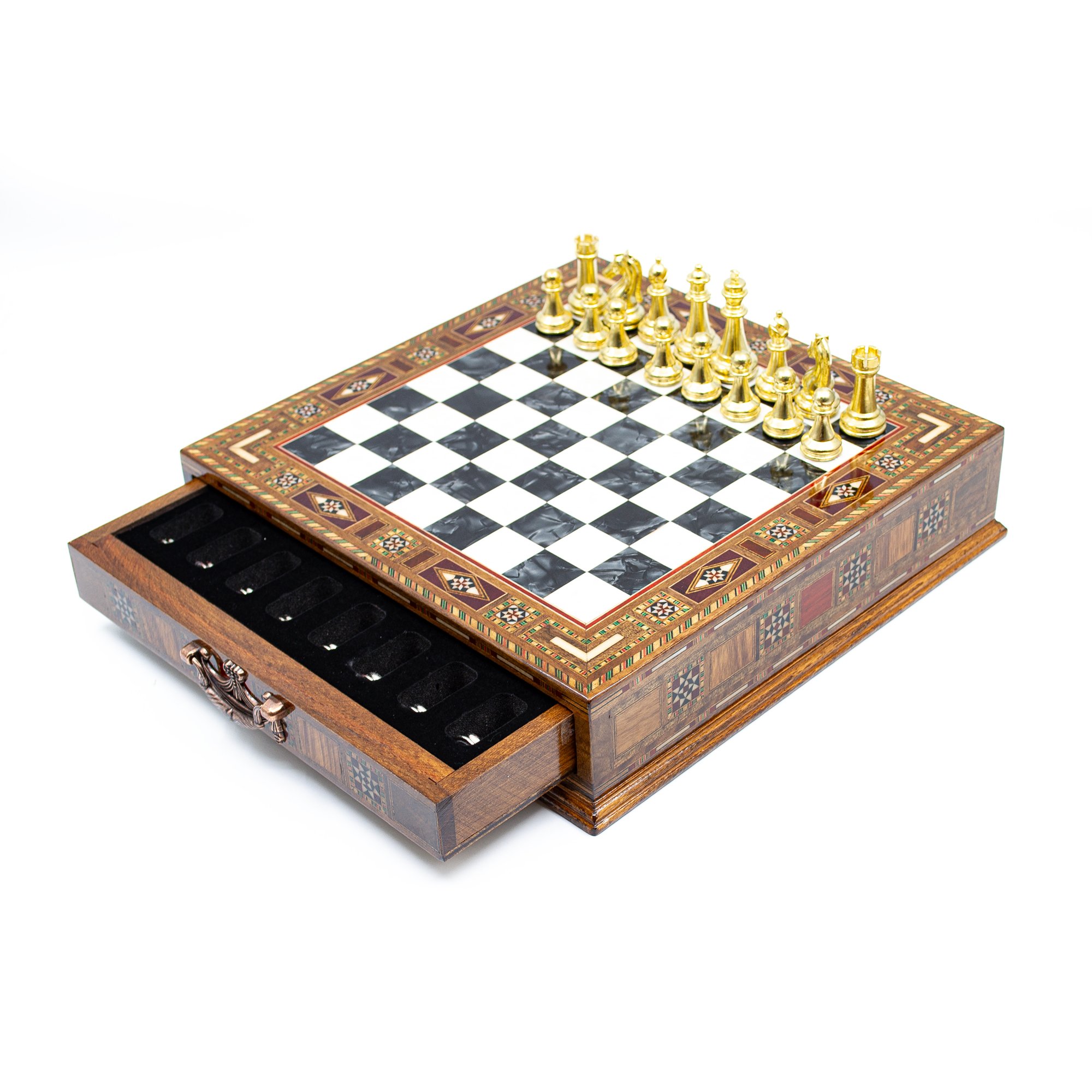 Unique Gift for Fathers Day - Wooden Chess Set with Board - Custom Chess Set with Storage