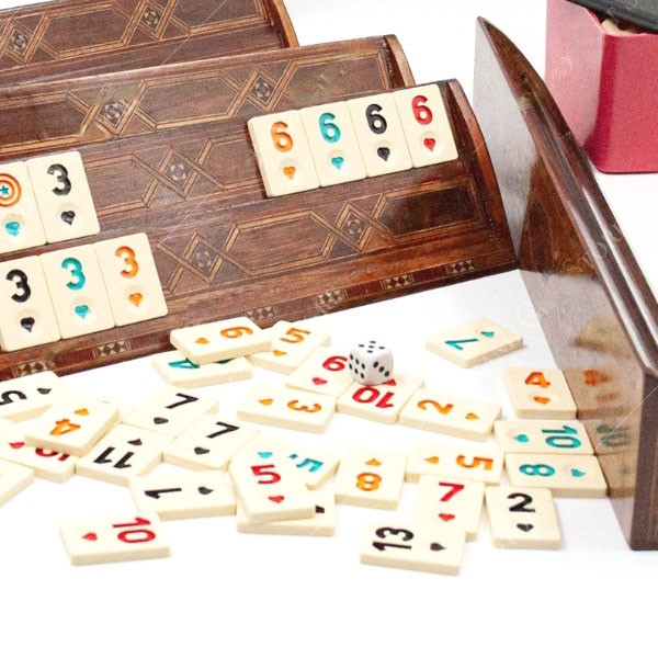 Handmade Straight Mosaic Rummy Cube Set, Personalized Board Game Set, Wooden Customizable Rummy Set, Unique Game Set Gift for Adults - personalize racks