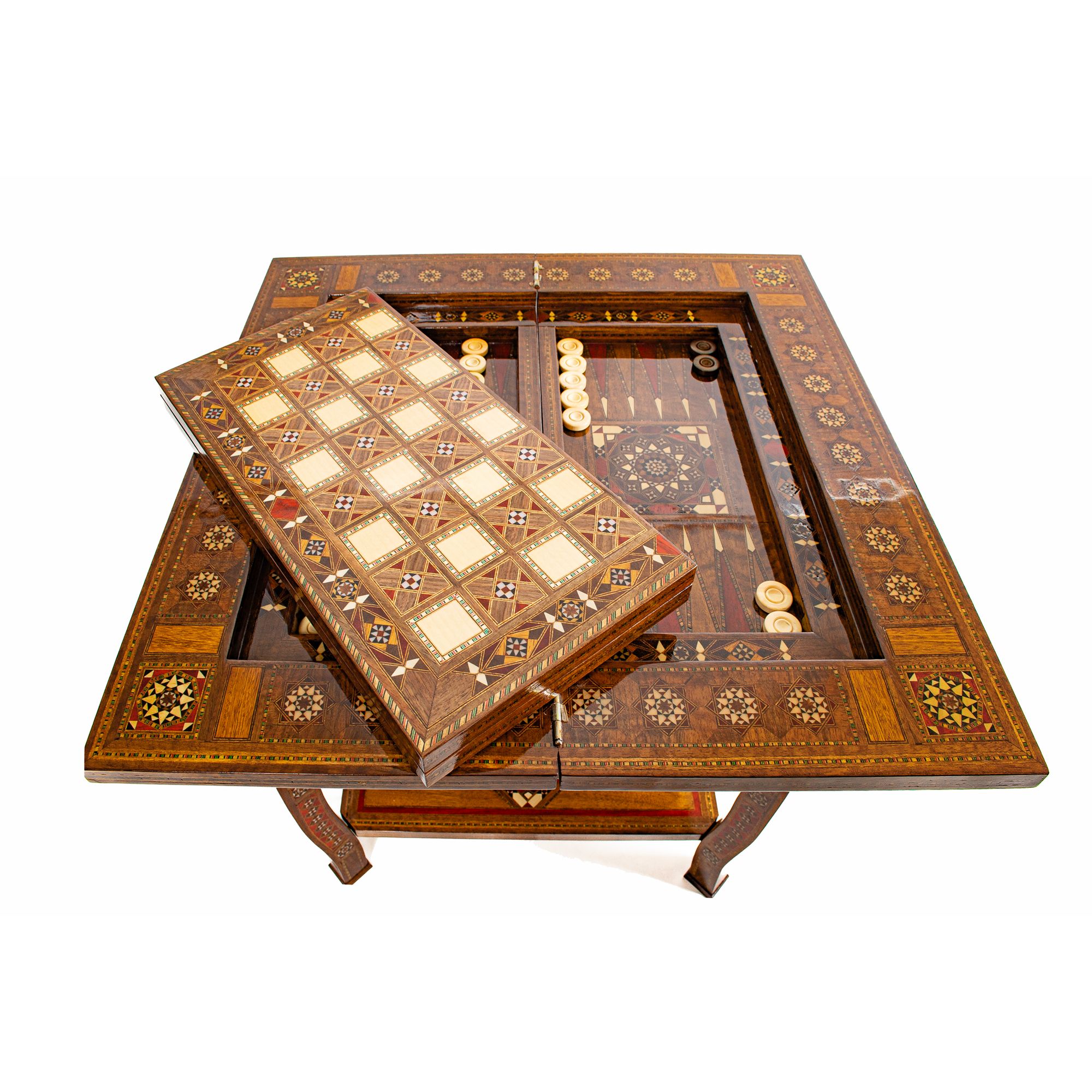 Multifunctional Chess, Backgammon and Card Games Table, Handmade Board Game Table, Unique Game Table