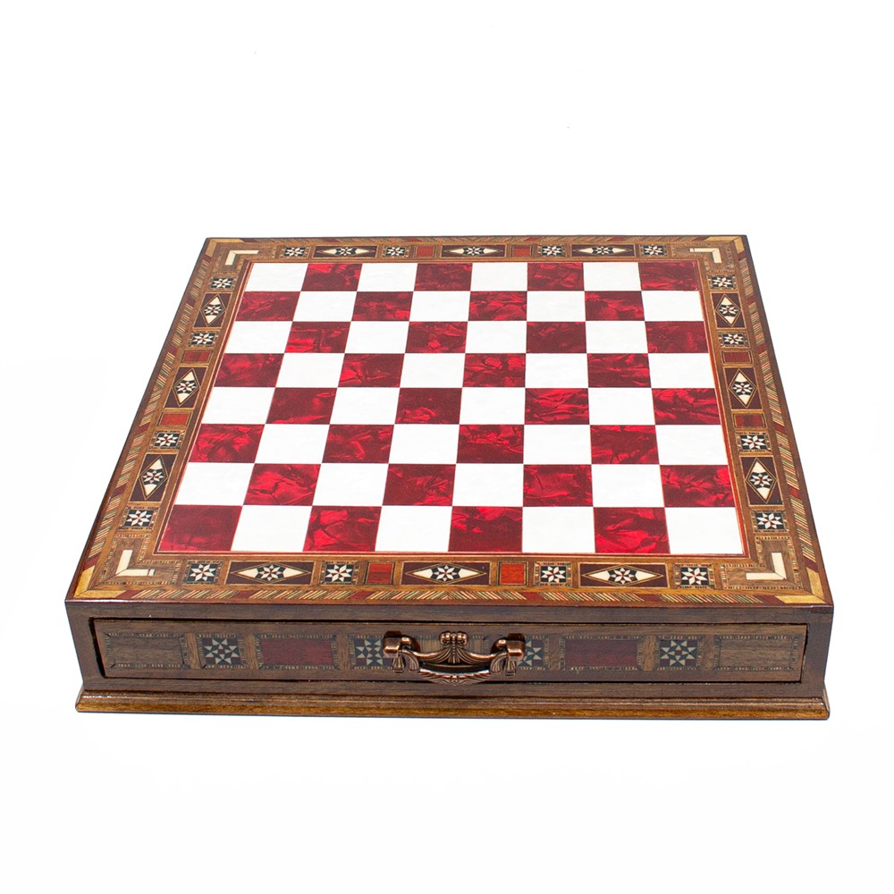  Luxury Chess Set with Storage,  Handmade Decorative Chess Set, Personalized Premium Chess Board, Unique Medieval Chess Set - Red