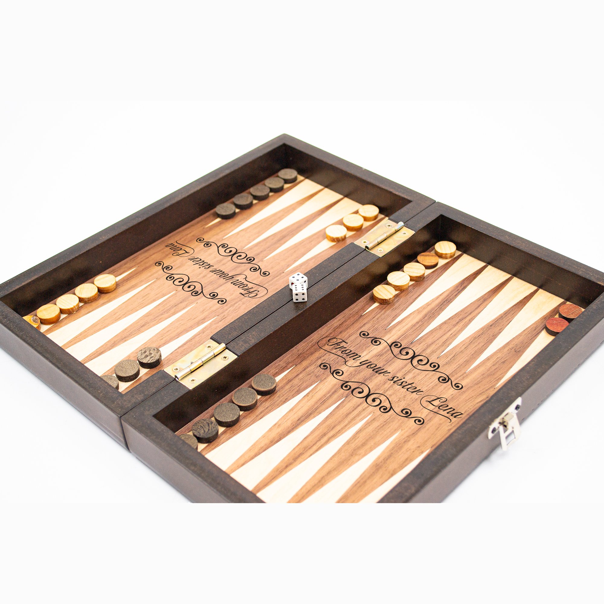 Personalized Walnut Backgammon Set Handcrafted Board with Customization Options