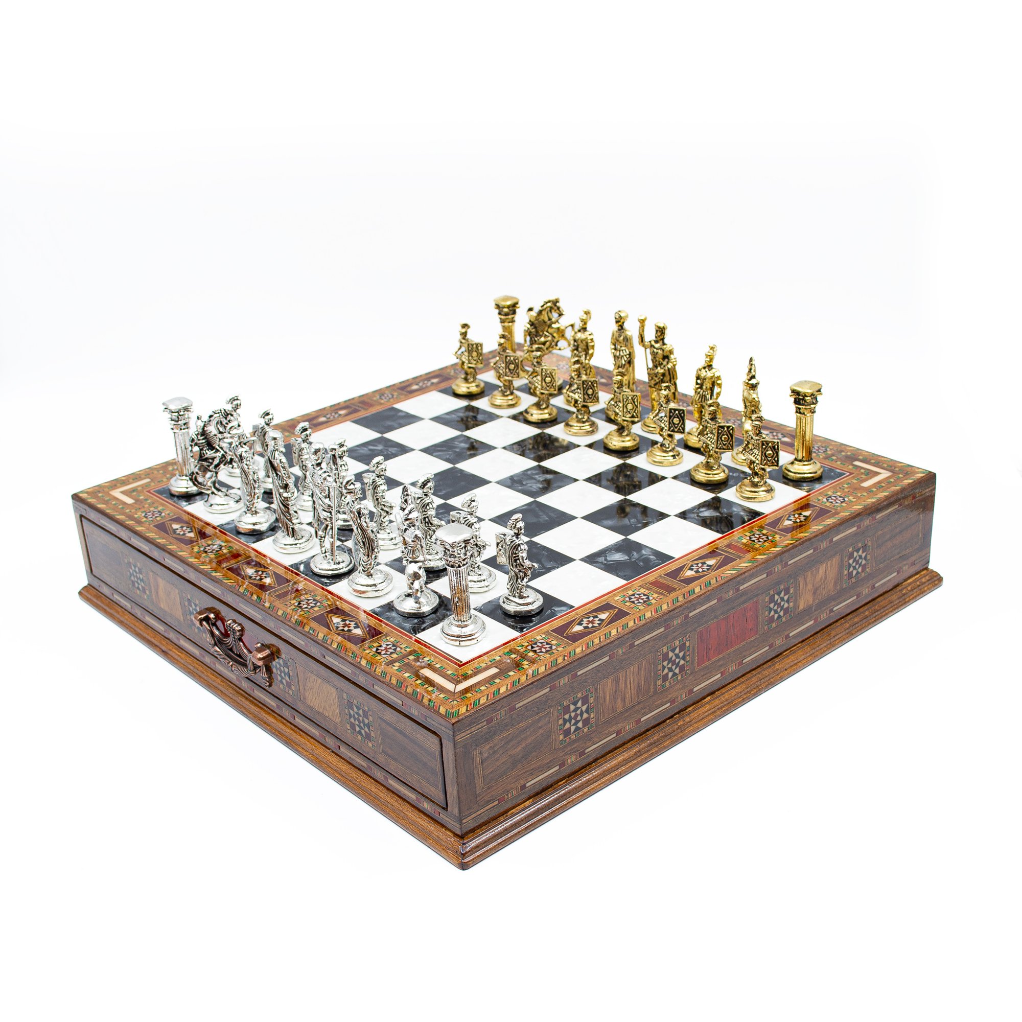  Luxury Chess Set with Storage,  Handmade Decorative Chess Set, Personalized Premium Chess Board, Unique Medieval Chess Set - Black