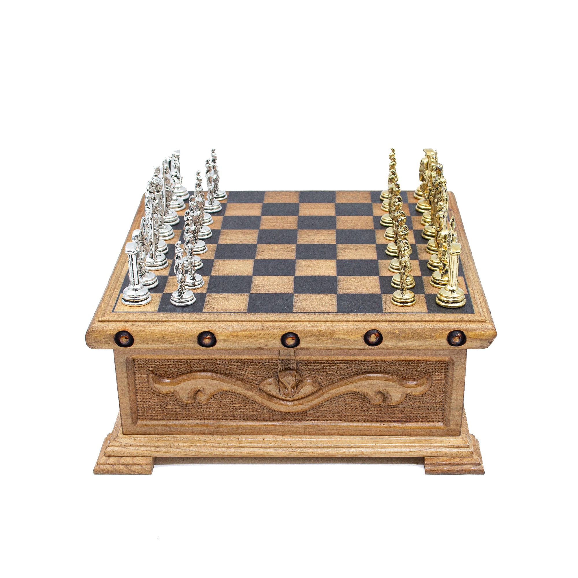 Unique Wooden Chess Box with Hidden Key, Special Designed Chess Board, Premium Chess Set