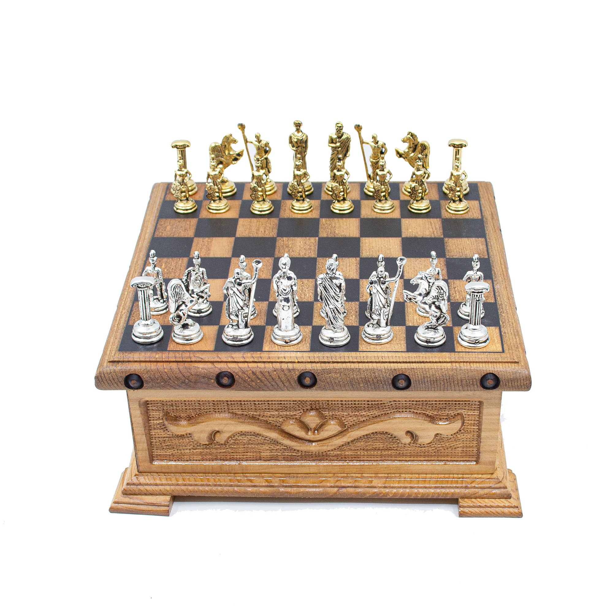 Unique Wooden Chess Box with Hidden Key, Special Designed Chess Board, Premium Chess Set