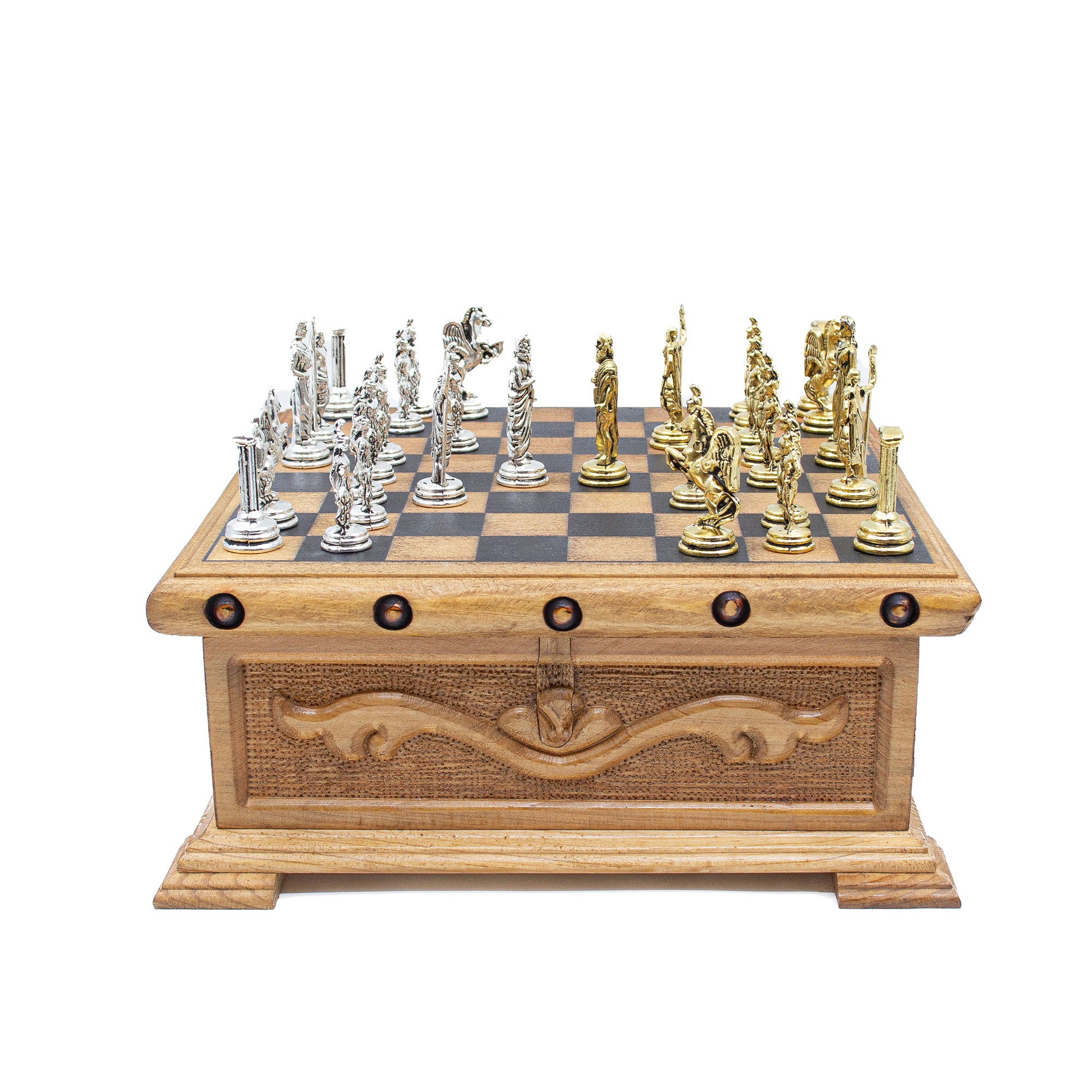 Unique Wooden Chess Box with Hidden Key, Special Designed Chess Board, Premium Chess Set