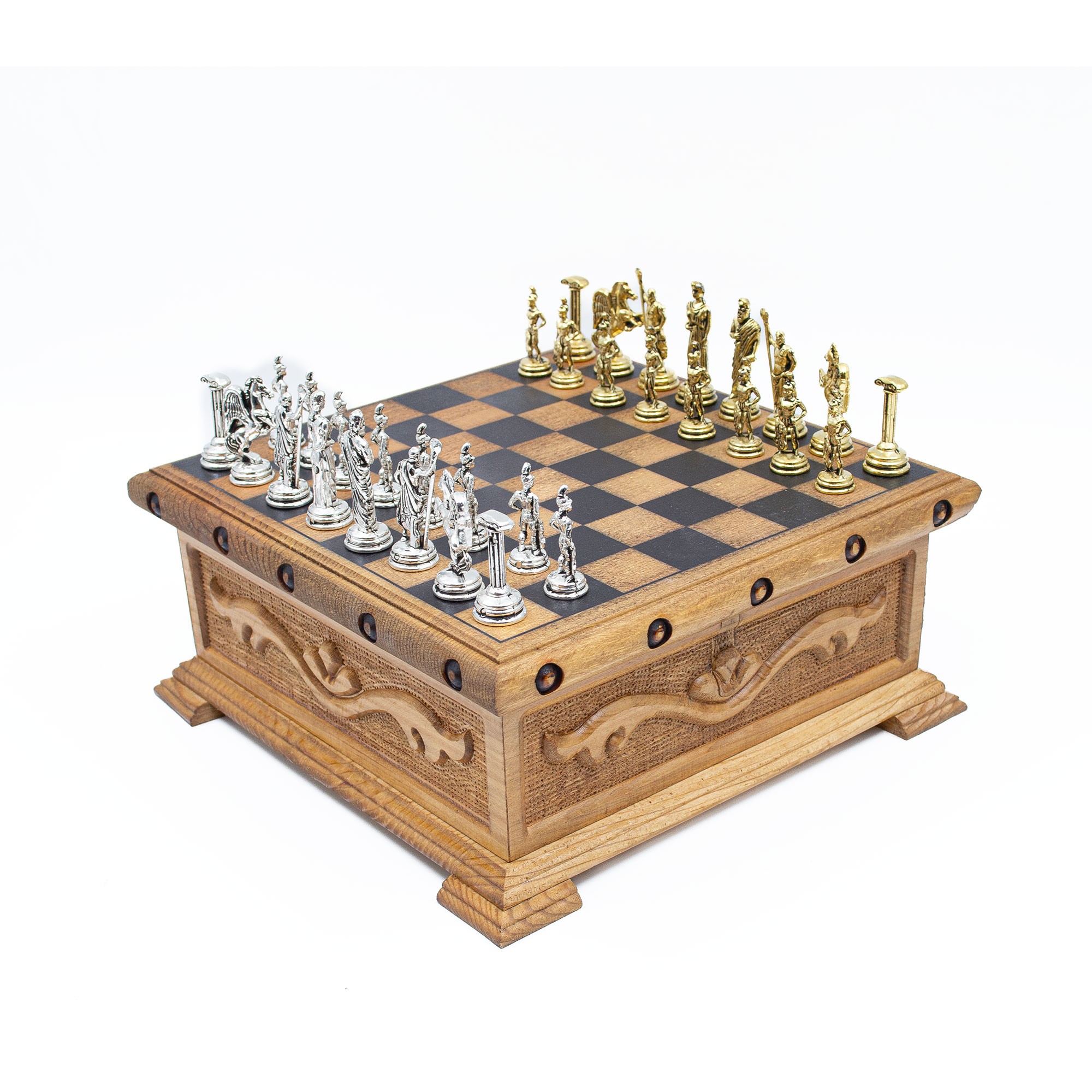 Unique Wooden Chess Box with Hidden Key, Special Designed Chess Board, Premium Chess Set