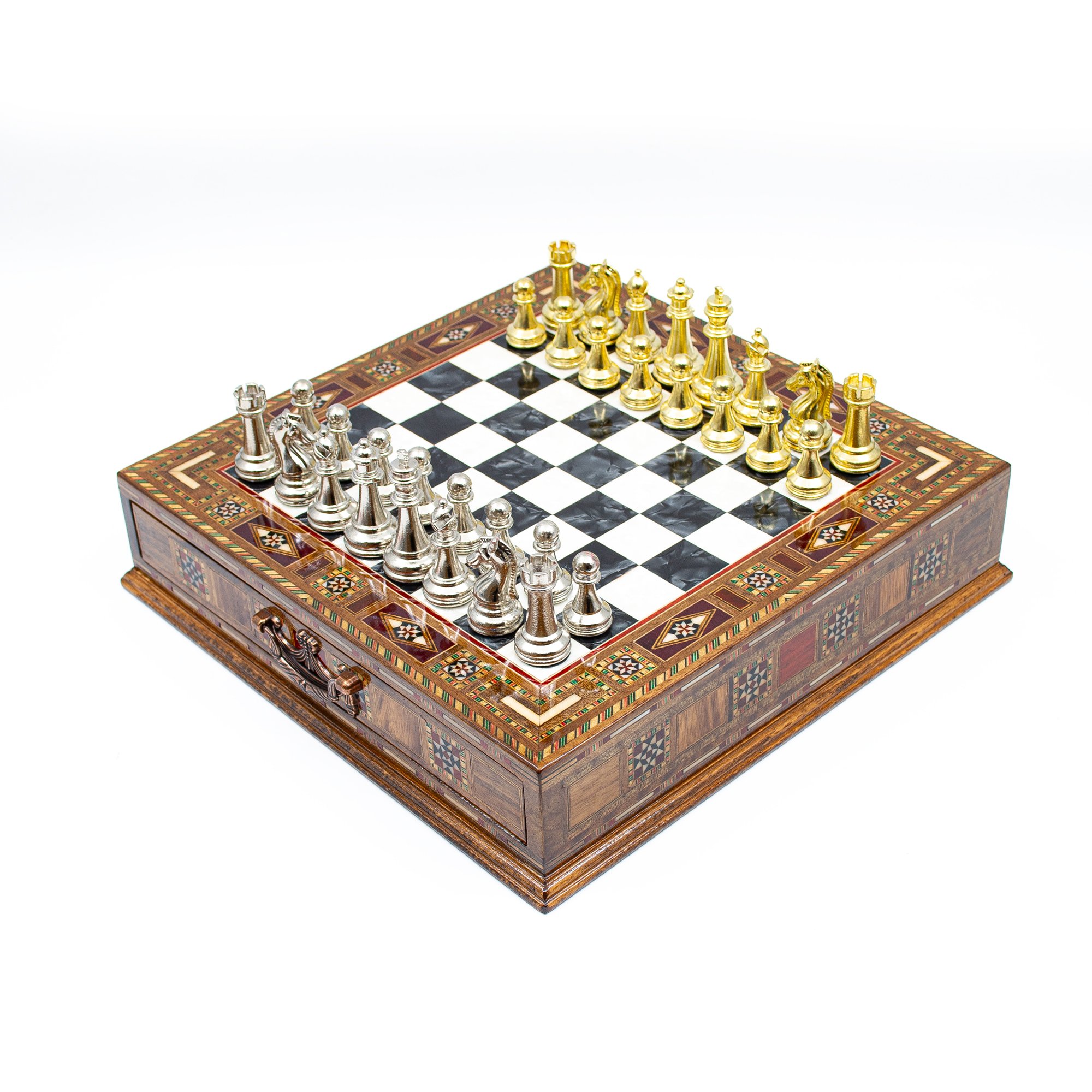 Unique Gift for Fathers Day - Wooden Chess Set with Board - Custom Chess Set with Storage