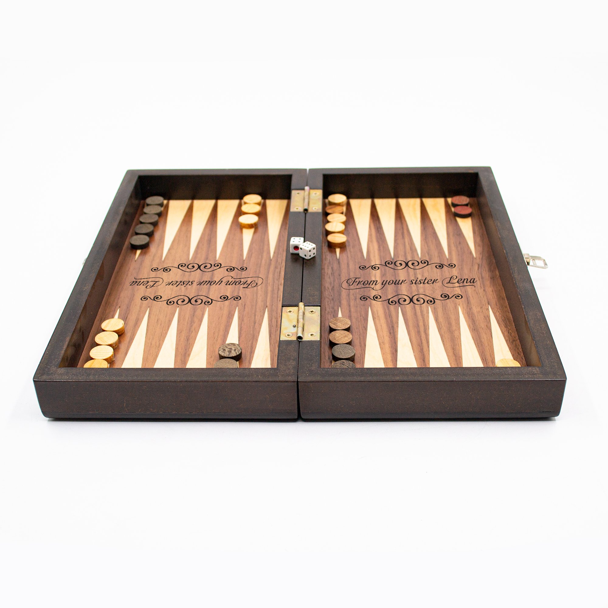 Personalized Walnut Backgammon Set Handcrafted Board with Customization Options