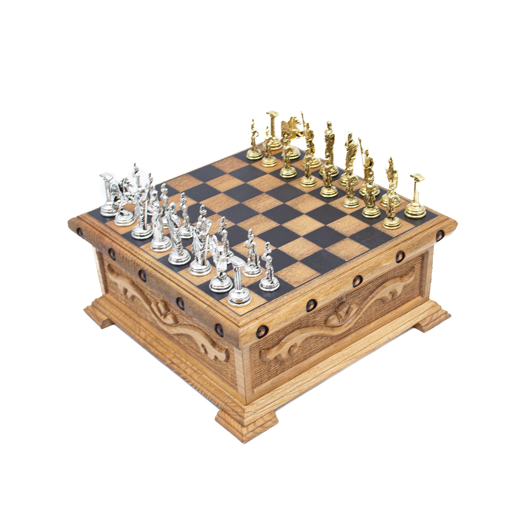 Unique Wooden Chess Box with Hidden Key, Special Designed Chess Board, Premium Chess Set