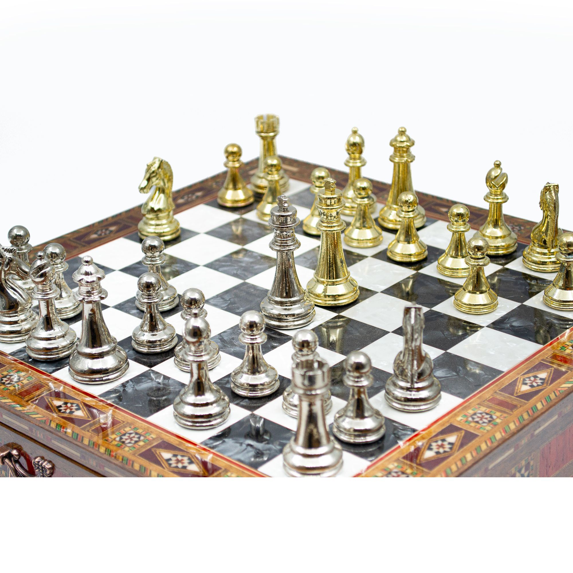 Handmade Chess Set with Drawer and Classic Chess Pieces, Chess Board with Storage, Premium Chess Set