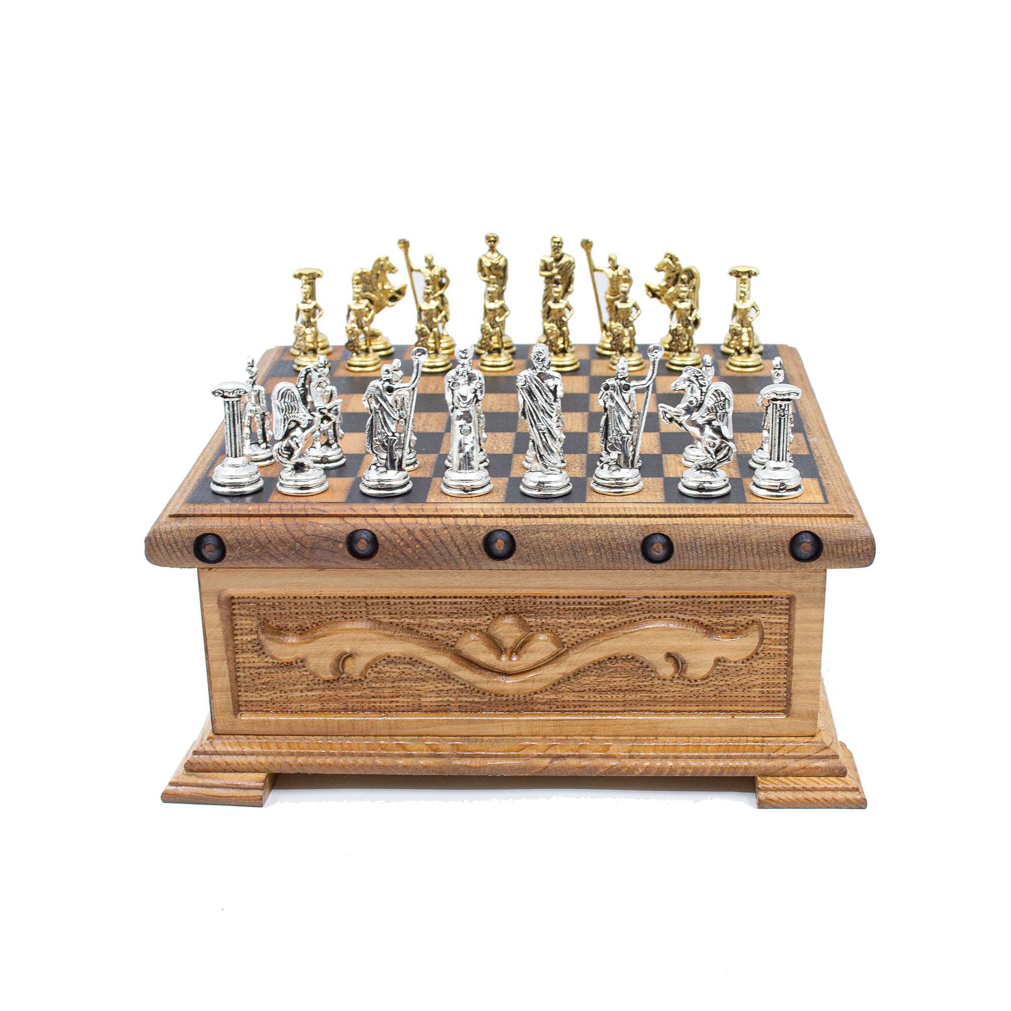 Unique Wooden Chess Box with Hidden Key, Special Designed Chess Board, Premium Chess Set