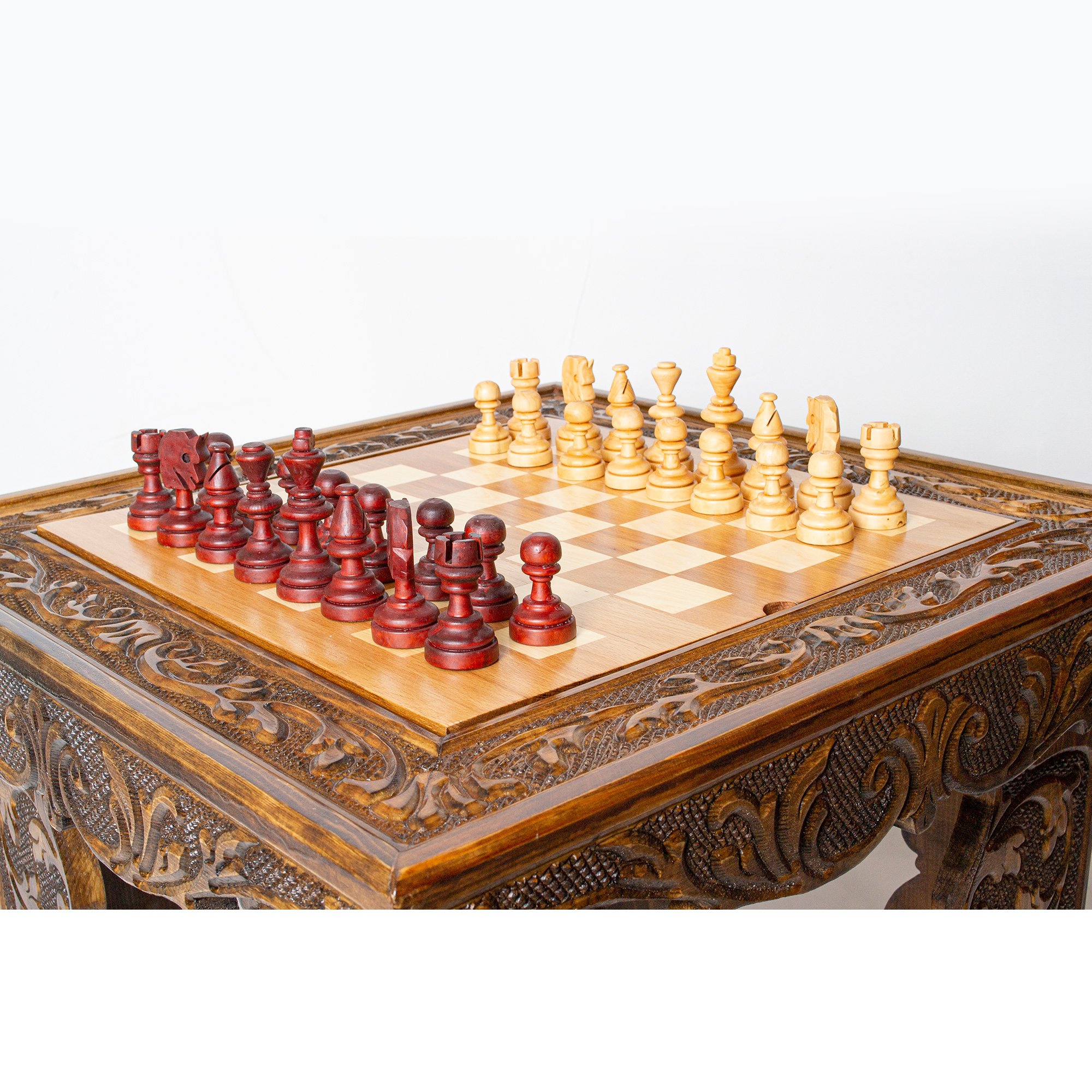 Handmade 3 in 1 Chess, Backgammon and Coffee Table, Multifunctional Hand-crafted Board Game Table