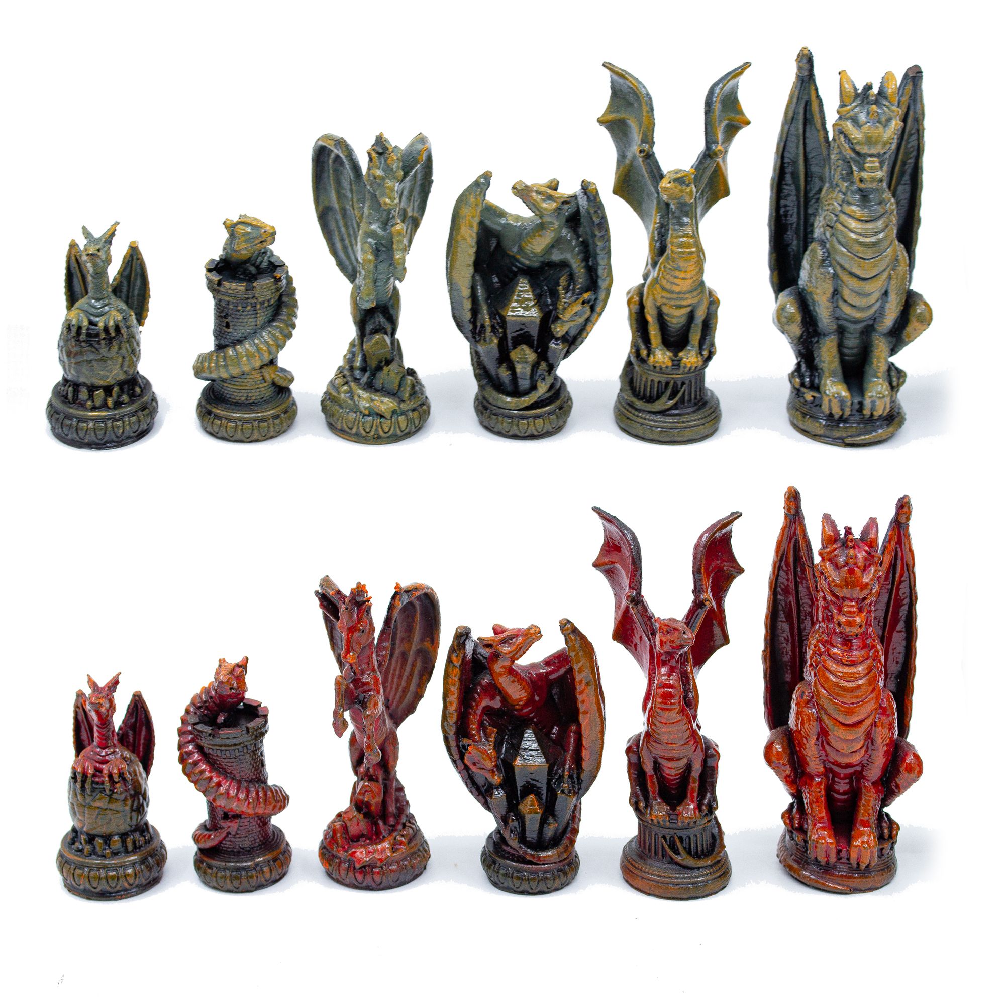 Hand Painted Dragon Themed Chess Set, Handmade Engraved Chess Board, Unique Dragon Chess Pieces, Customizable Chess Set