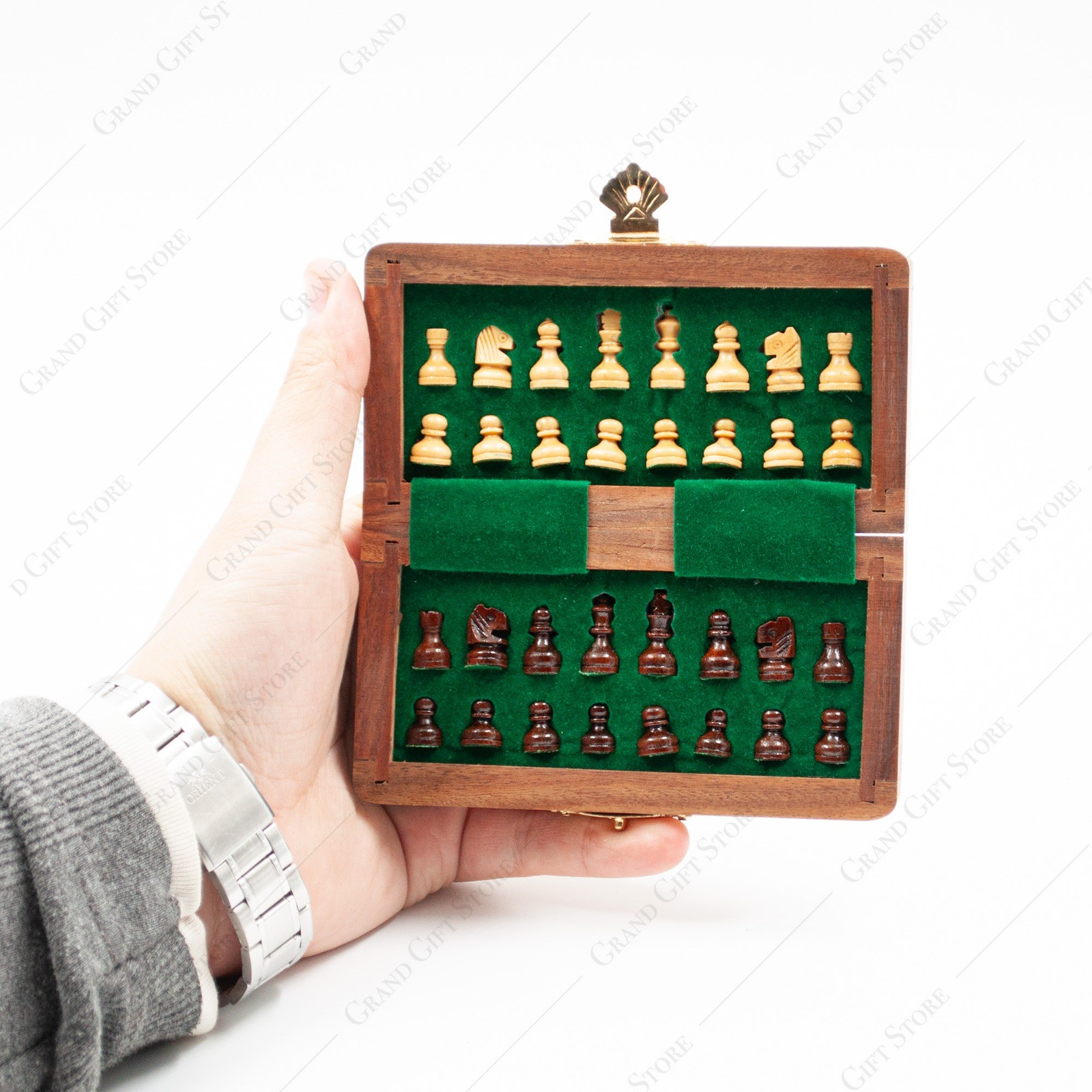 Magnetic Wooden Chess Set, Handmade Chess Board with Storage, Wooden Chess Pieces, Premium Board Game Gift