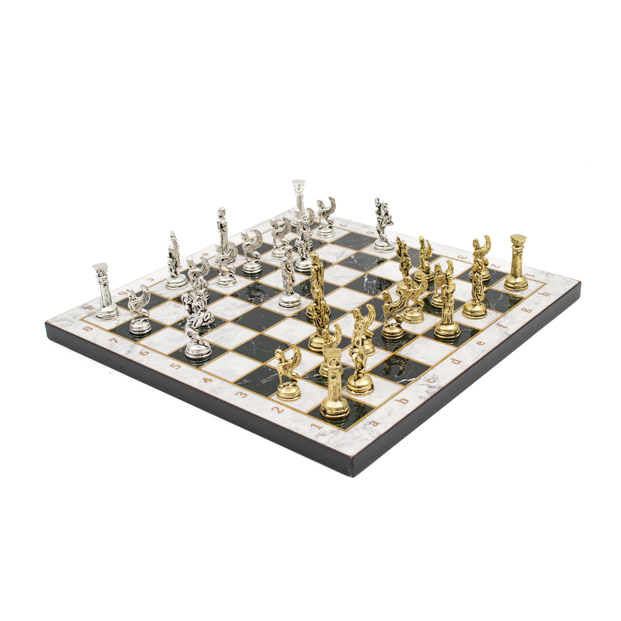 Marble Patterned Chess Board with Roman Chess Pieces, Customizable Chess Set, Handmade Unique Chess Board