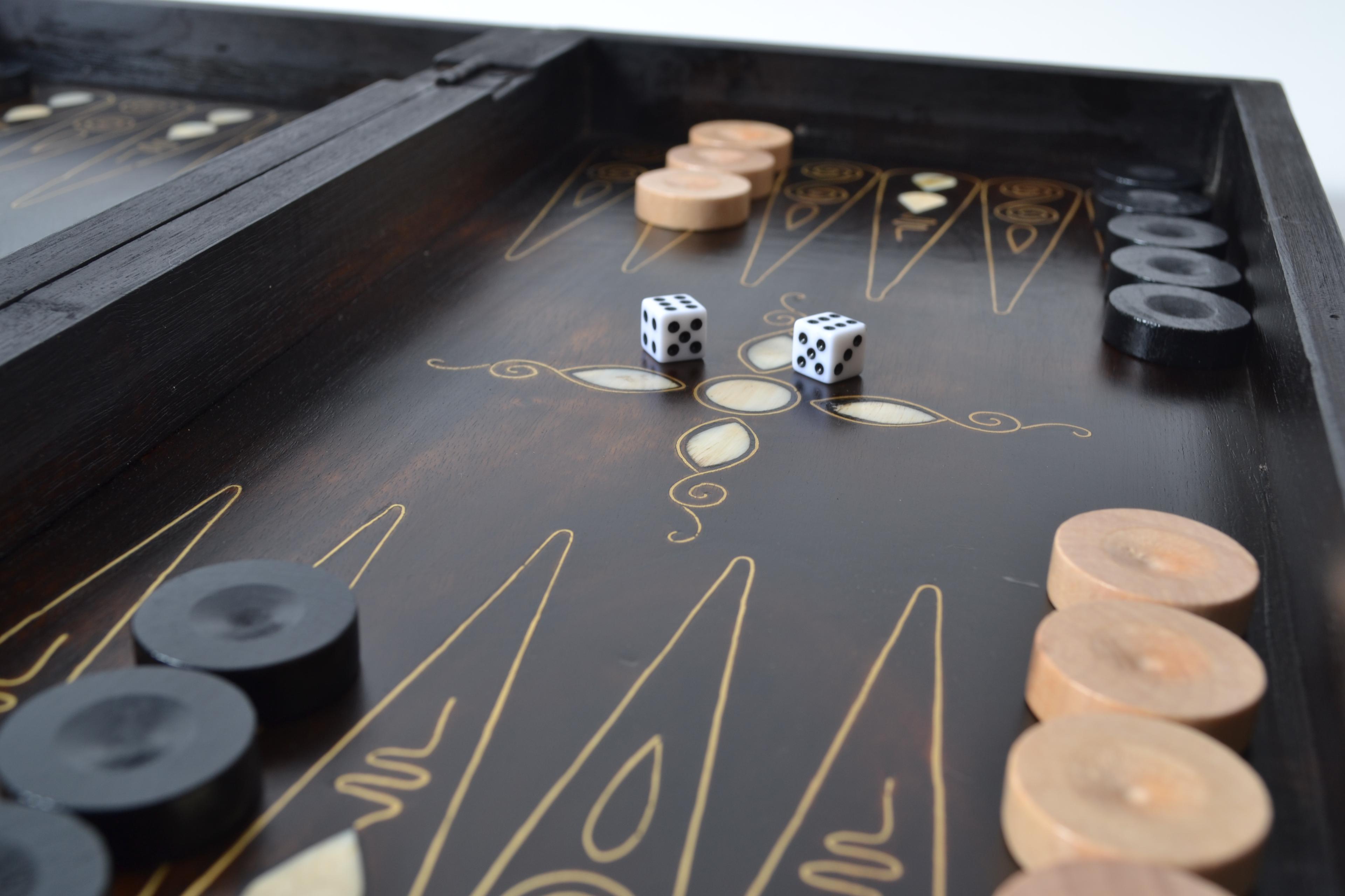 Custom Handcrafted Wooden Backgammon Set Personalized Details and Handcrafted Board