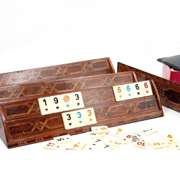 Handmade Straight Mosaic Rummy Cube Set, Personalized Board Game Set, Wooden Customizable Rummy Set, Unique Game Set Gift for Adults - personalize racks