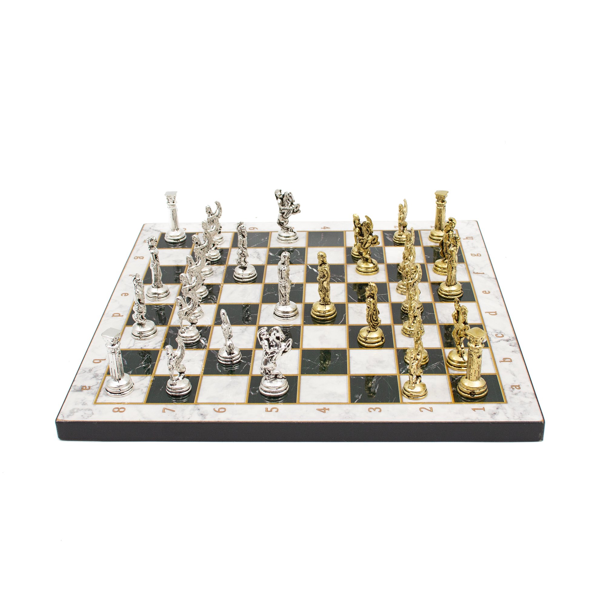 Marble Patterned Chess Board with Roman Chess Pieces, Customizable Chess Set, Handmade Unique Chess Board