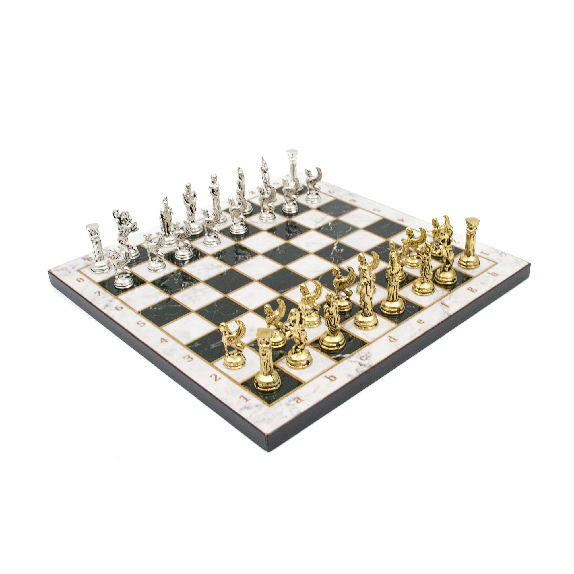 Marble Patterned Chess Board with Roman Chess Pieces, Customizable Chess Set, Handmade Unique Chess Board