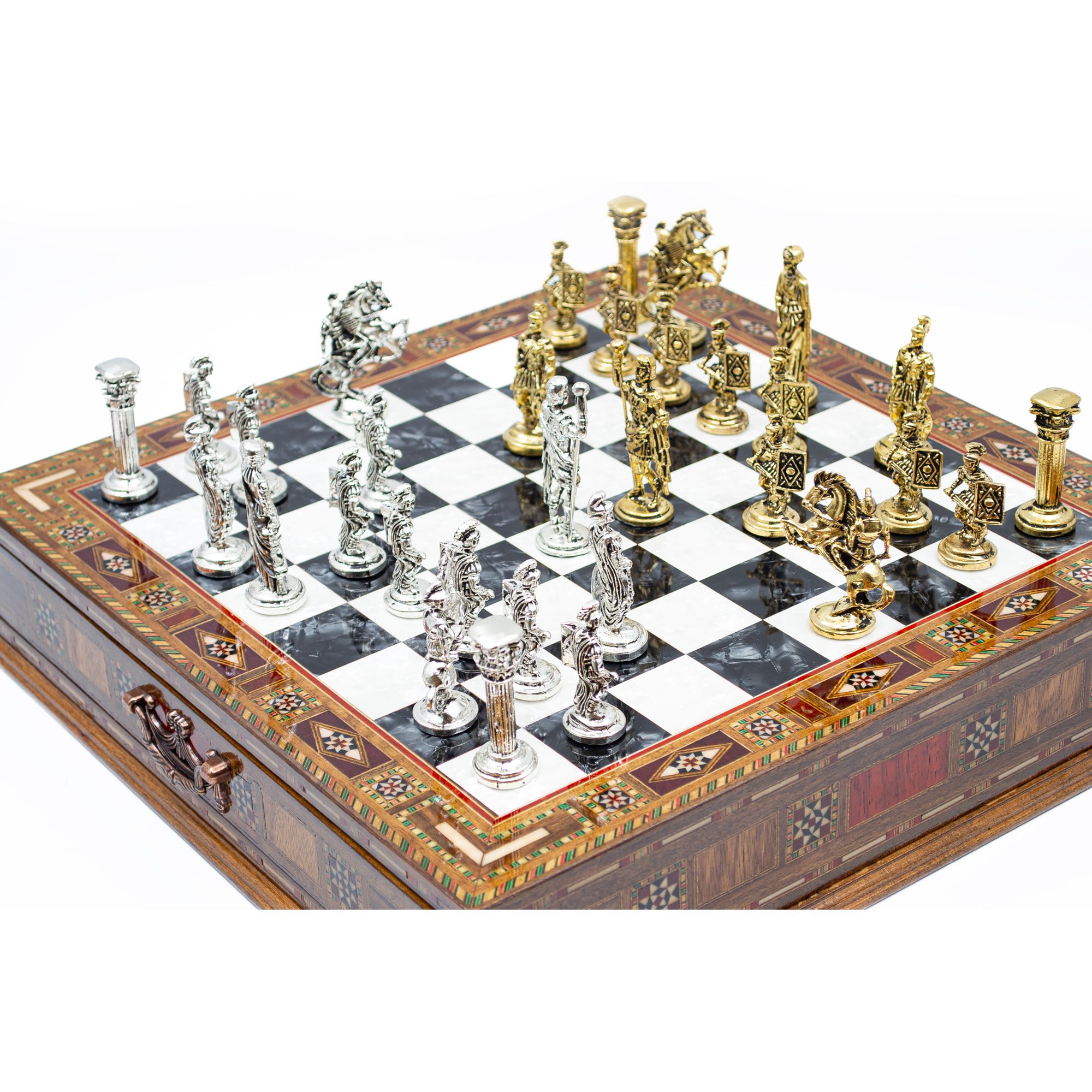  Luxury Chess Set with Storage,  Handmade Decorative Chess Set, Personalized Premium Chess Board, Unique Medieval Chess Set - Black