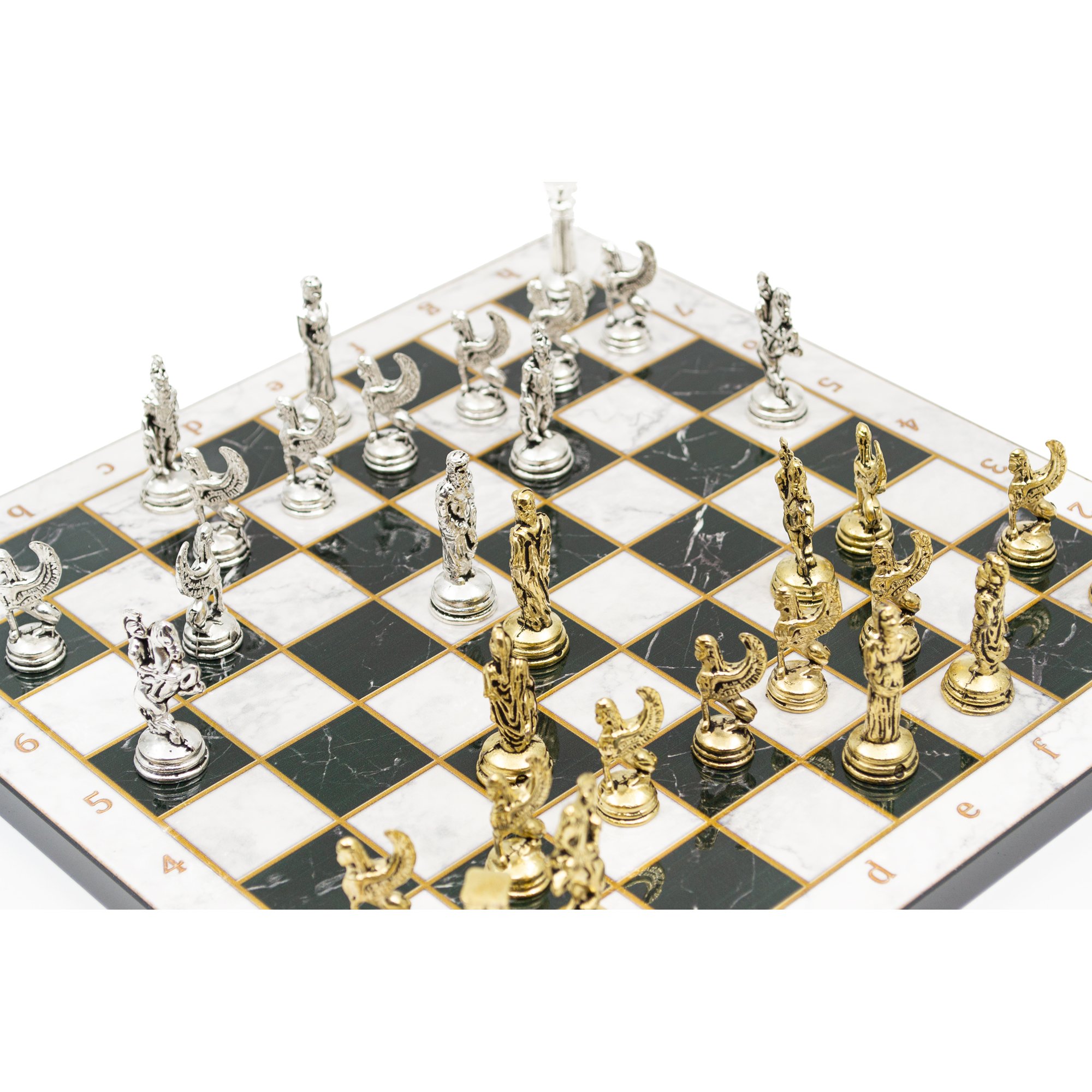 Marble Patterned Chess Board with Roman Chess Pieces, Customizable Chess Set, Handmade Unique Chess Board