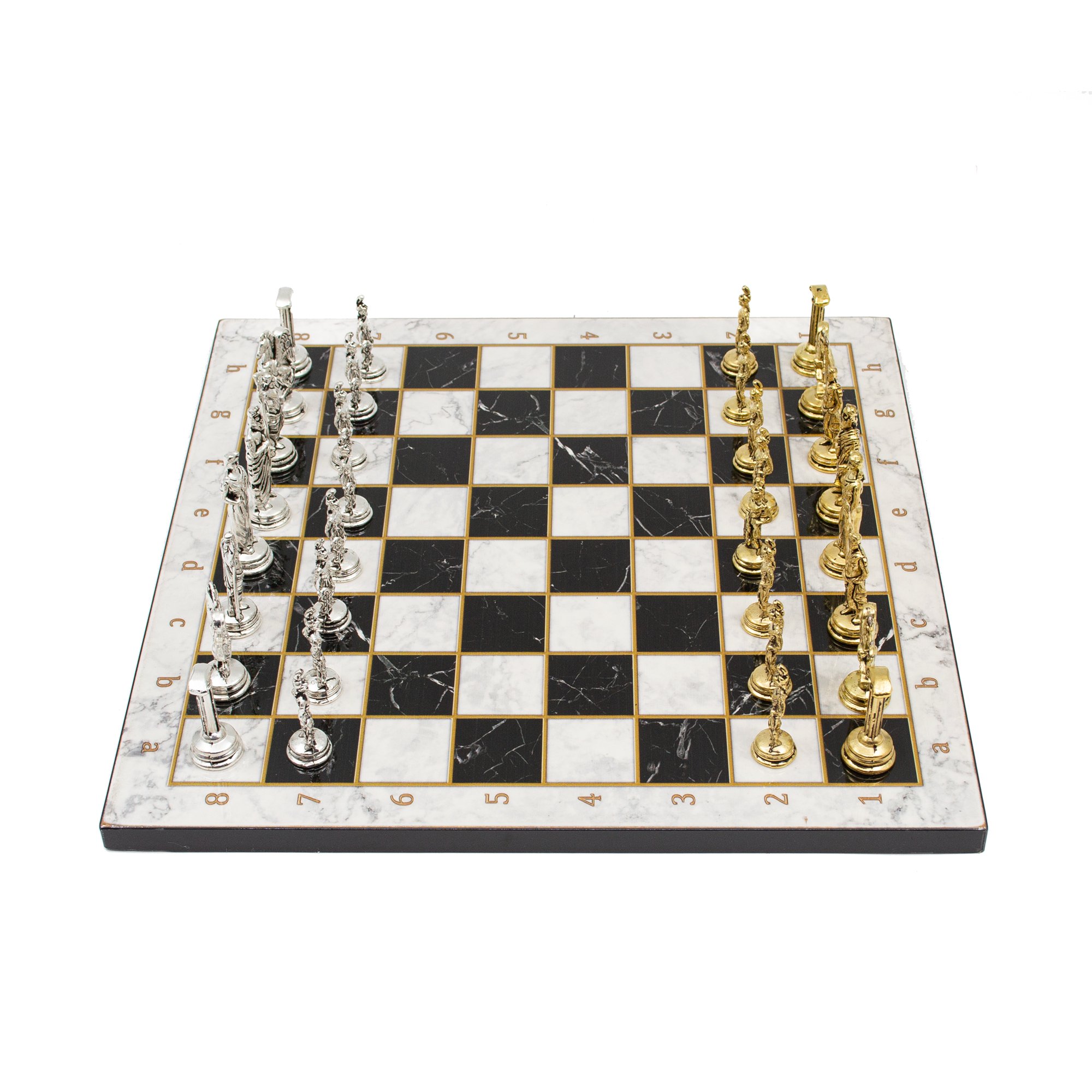 Marble Patterned Chess Board with Roman Chess Pieces, Customizable Chess Set, Handmade Unique Chess Board