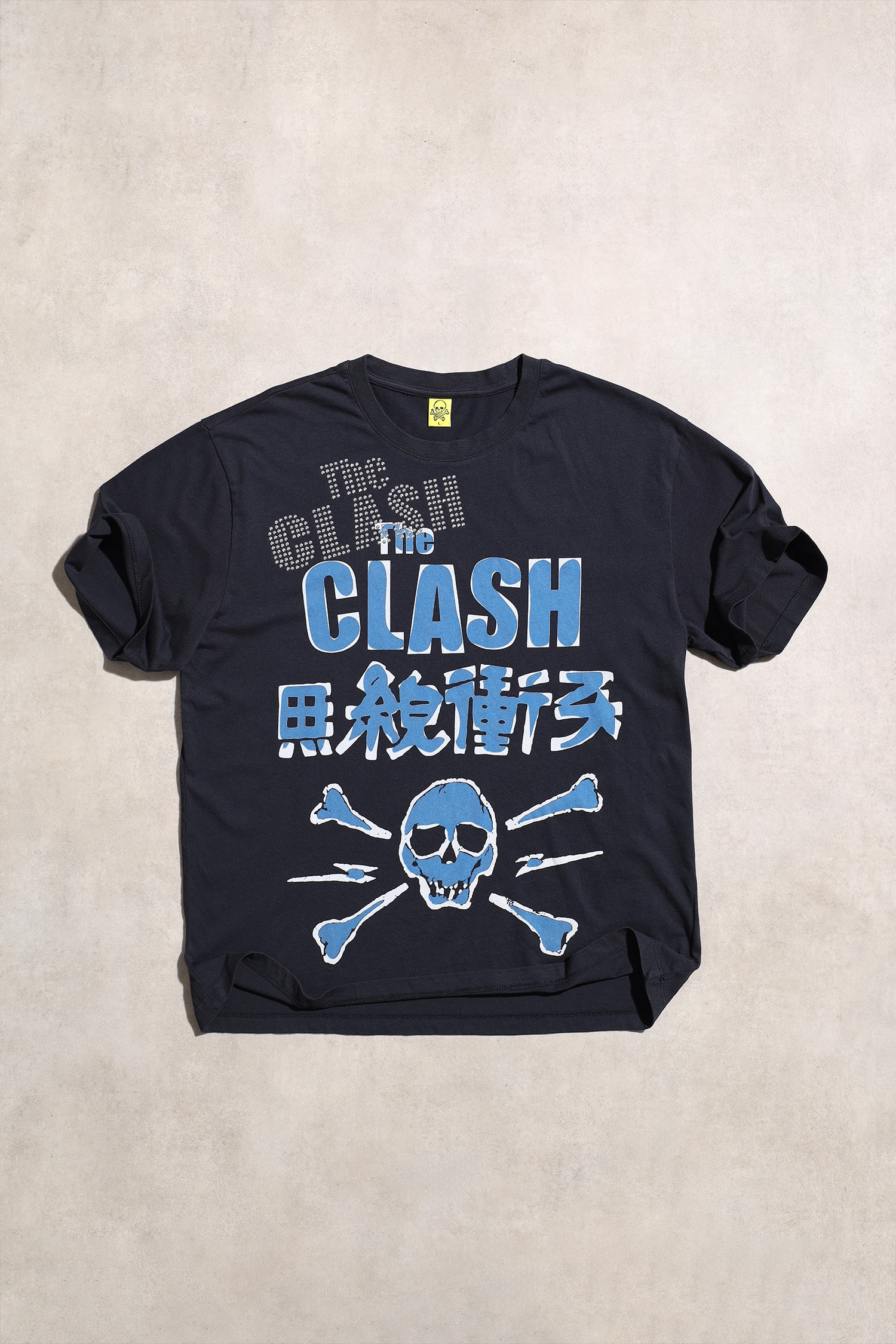 The Clash Taşlı Siyah Unisex Oversize Kısa Kol Tshirt