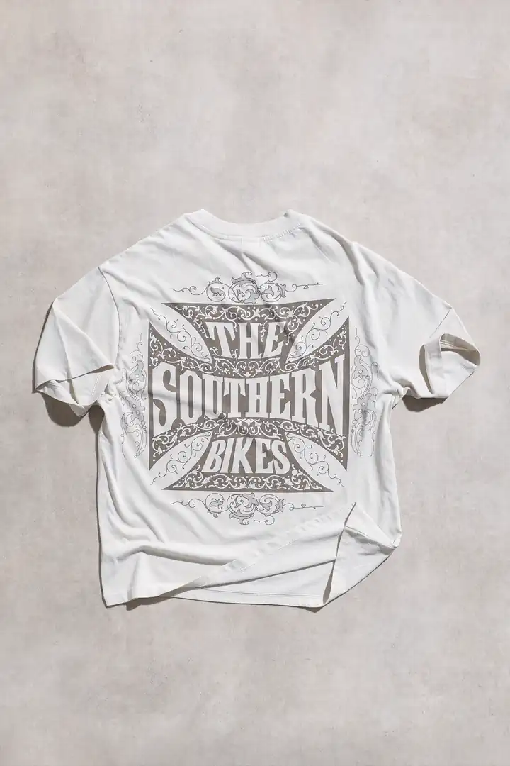 "The Southern Bikes" Krem Unisex Oversize Kısa Kol Tshirt