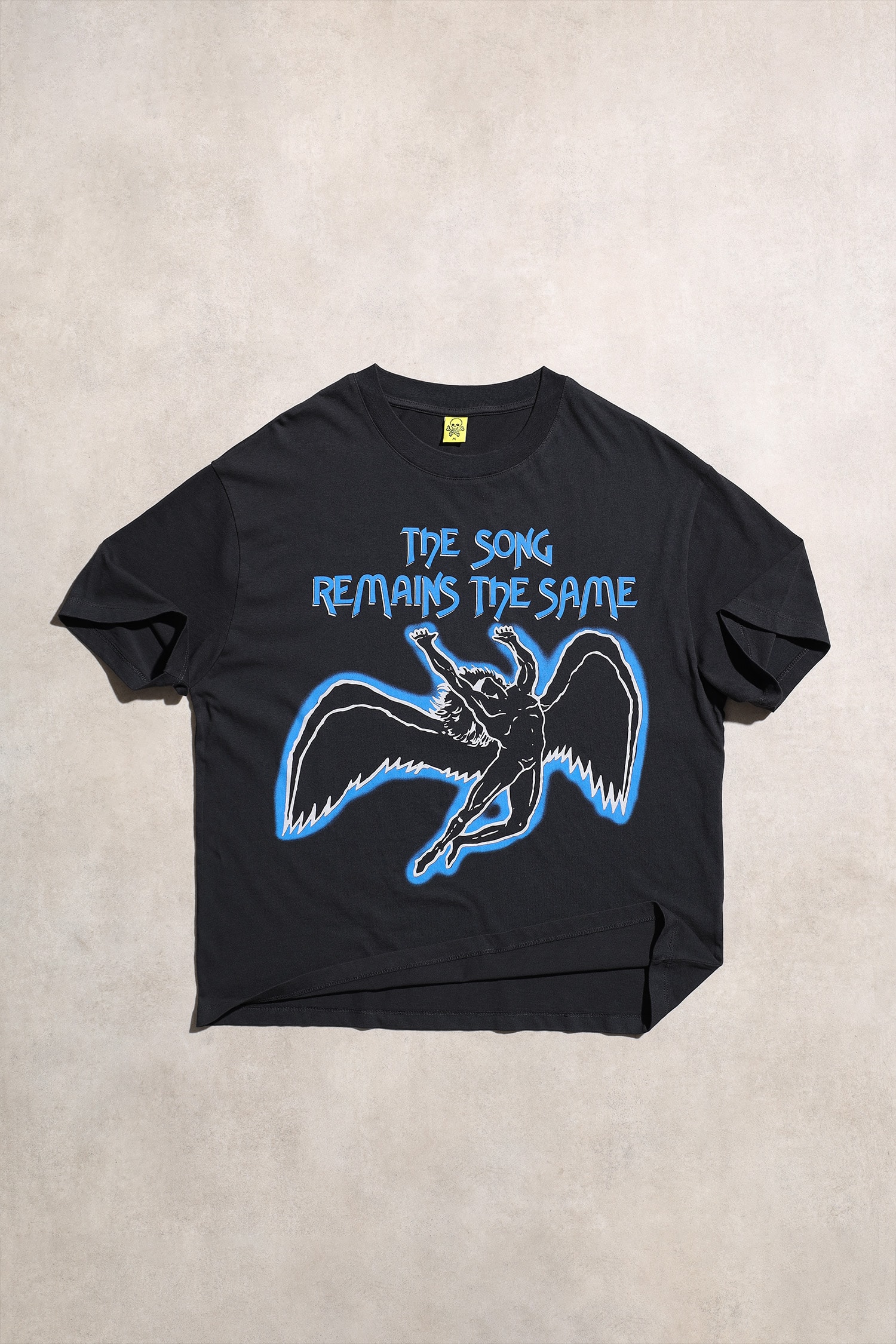 The Song Remains The Same Siyah Oversize Kısa Kol Tshirt