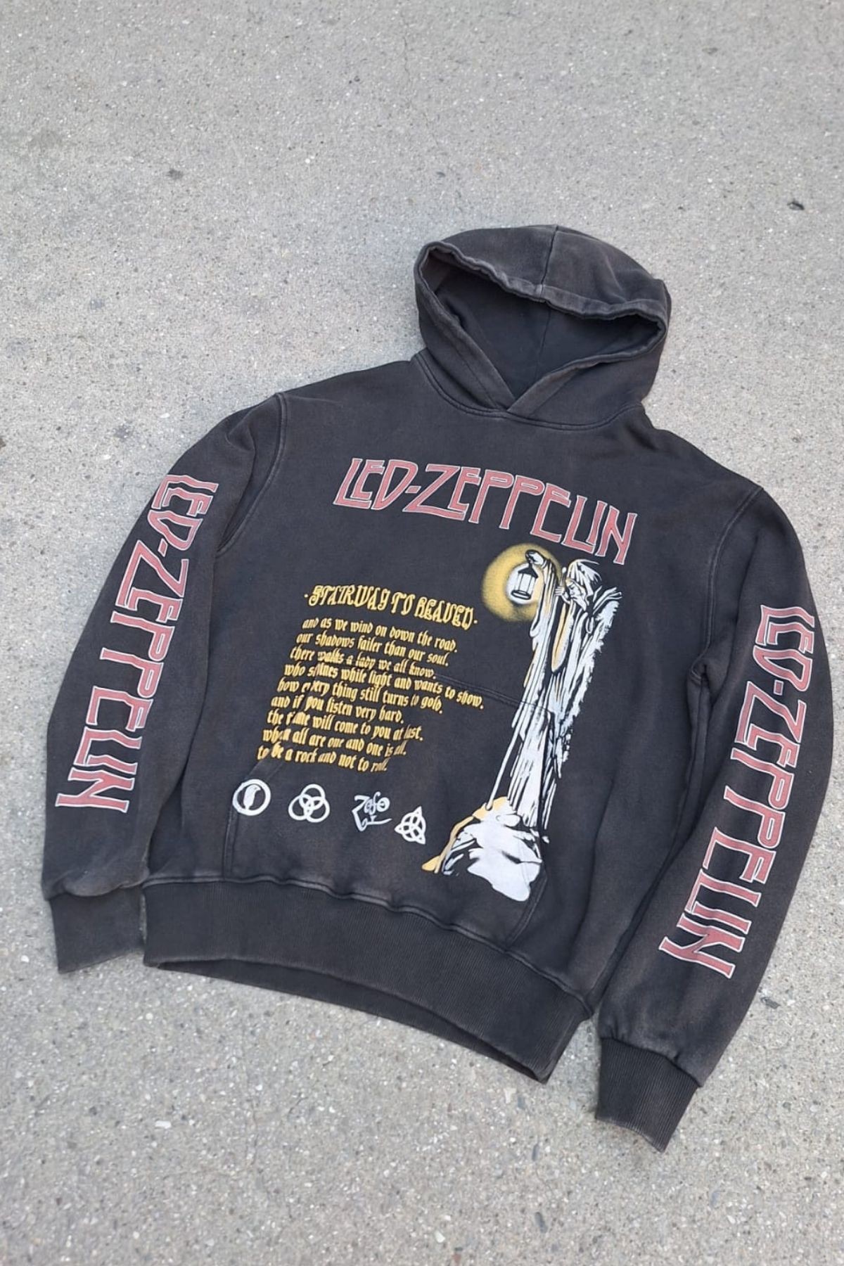 Led Zeppelin '' Stairway To Heaven '' Yıkamalı Sweatshirt Hoodie