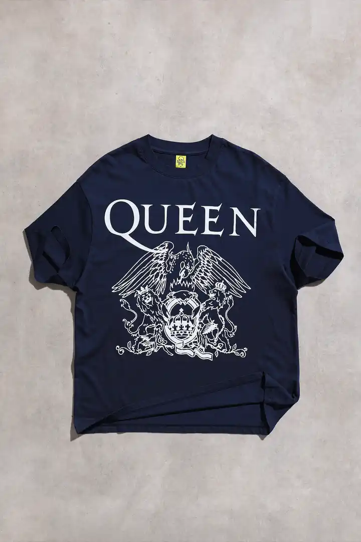 Queen Lacivert Oversize Unisex Kısa Kol Tshirt
